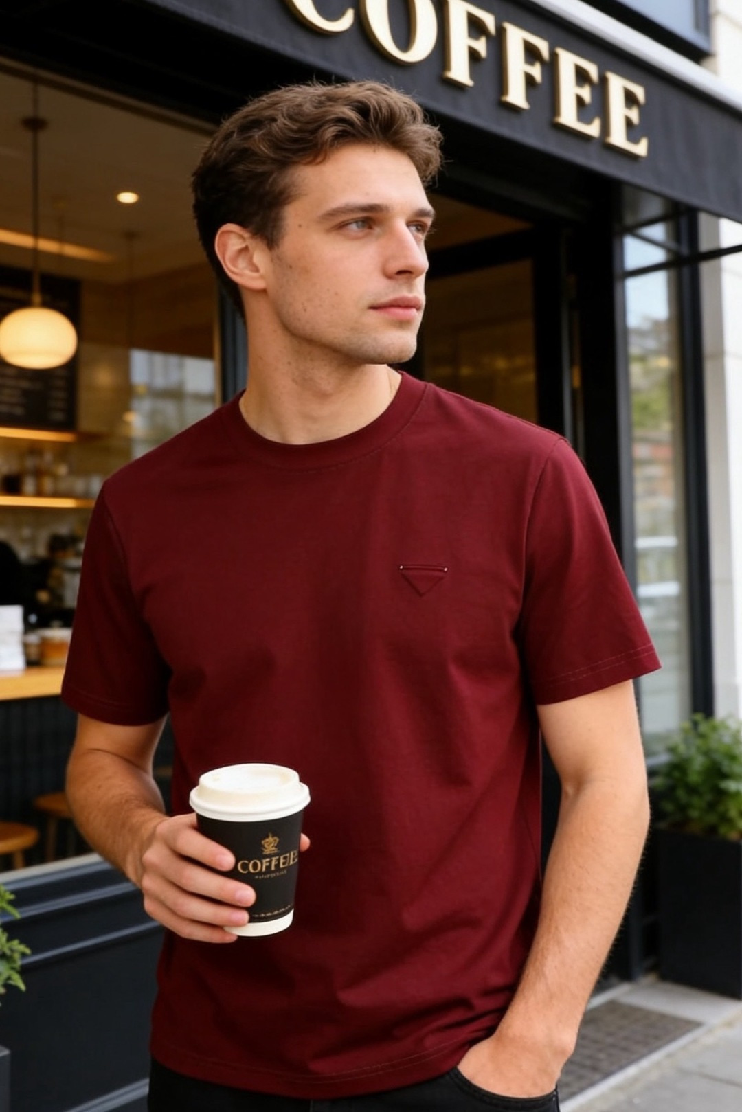 🔥Pr*da/普拉达.2026春夏新品🆕时尚男士百搭短袖以极简利落的剪裁为核心，胸前点缀标志性三角徽标，