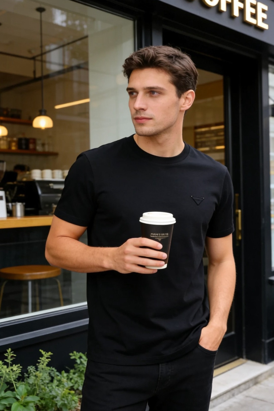 🔥Pr*da/普拉达.2026春夏新品🆕时尚男士百搭短袖以极简利落的剪裁为核心，胸前点缀标志性三角徽标，