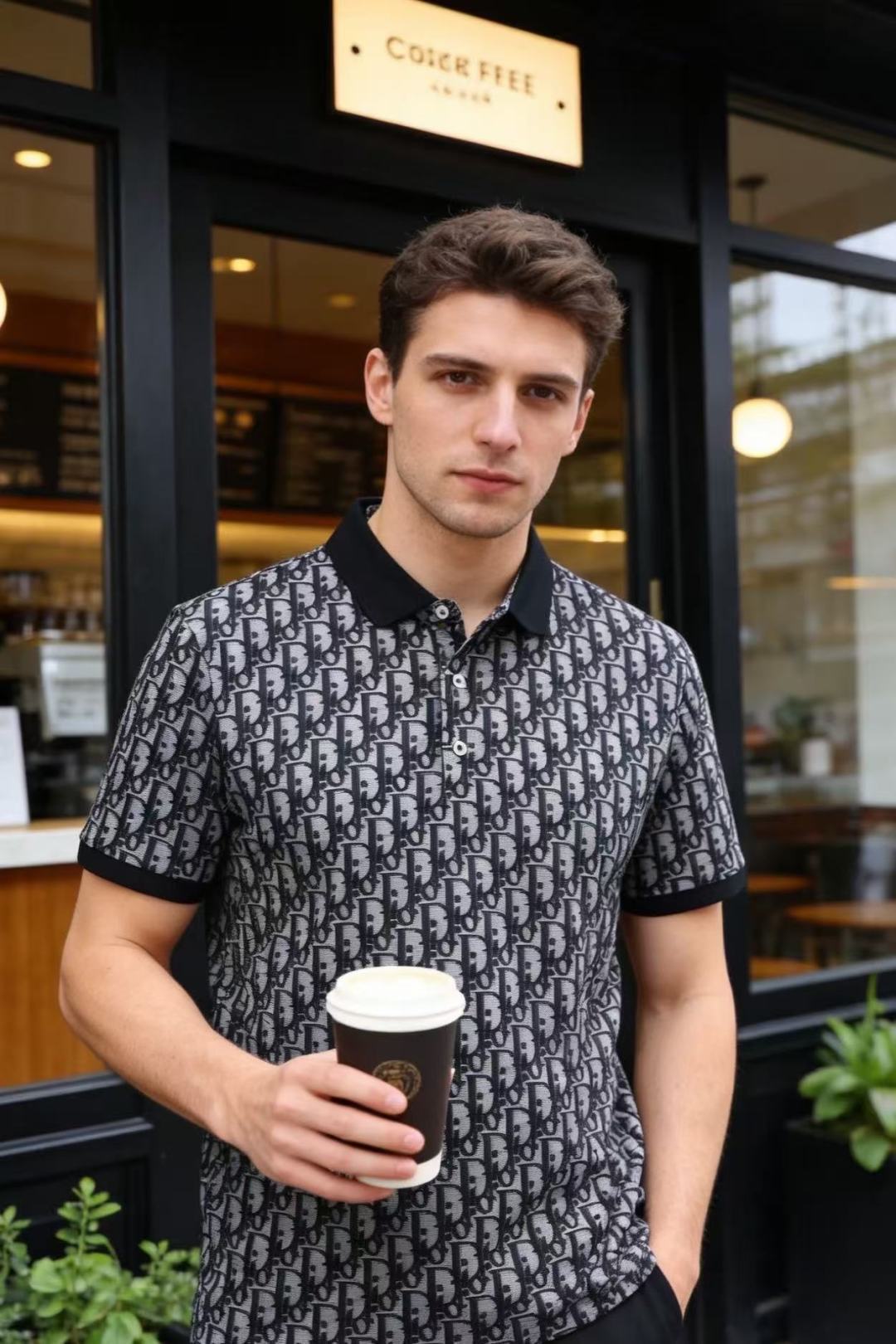 🔥迪奥.26夏季新品！时尚男士百搭Polo衫采用经典翻领设计，搭配同色系门襟纽扣，利落又兼具商务休闲感。