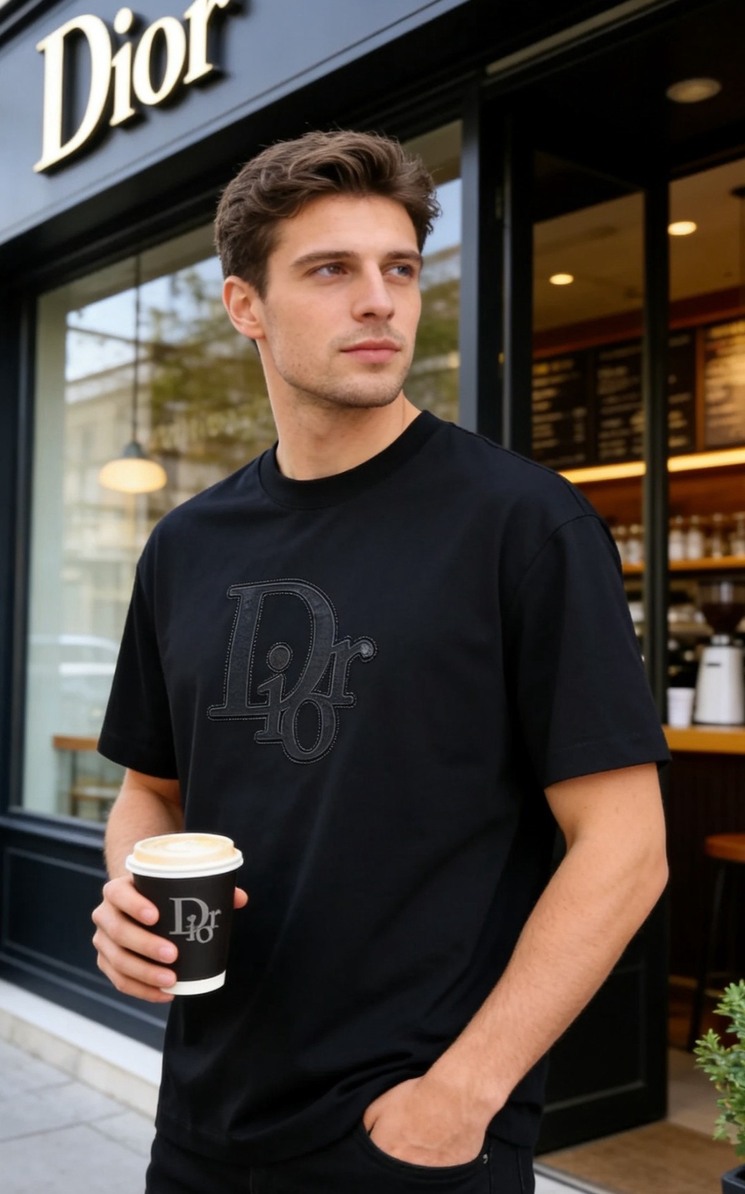 🔥迪奥.26夏季新品！时尚男士百搭T恤采用经典圆领设计，版型宽松不紧绷，上身利落有型。胸前饰有精致的品牌