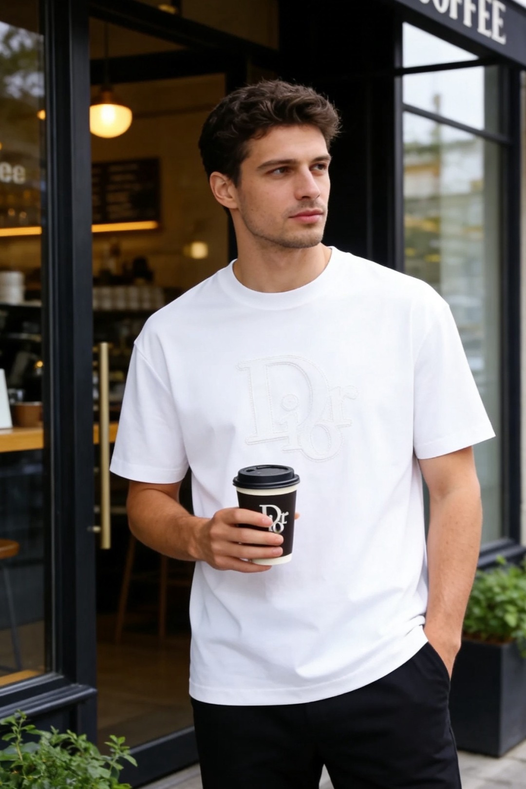 🔥迪奥.26夏季新品！时尚男士百搭T恤采用经典圆领设计，版型宽松不紧绷，上身利落有型。胸前饰有精致的品牌