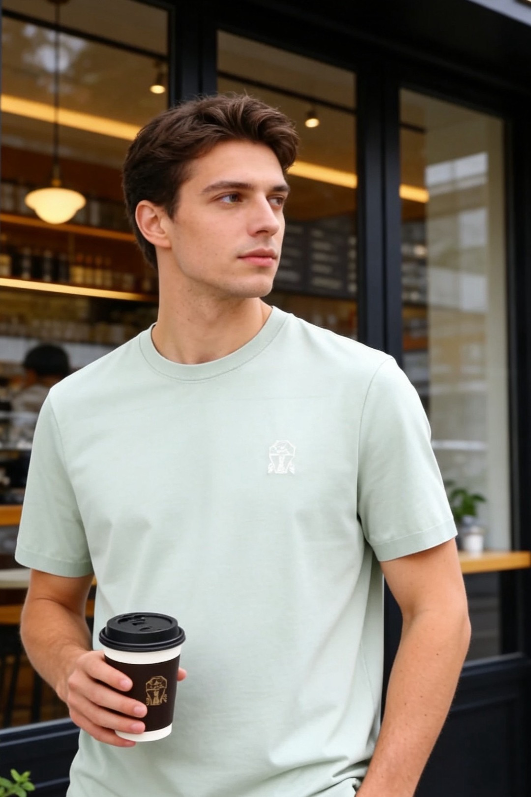 🔥BC.26夏季新品！时尚男士极简风基础T恤，采用利落剪裁打造出松弛而不拖沓的廓形。左胸的精致刺绣标识低