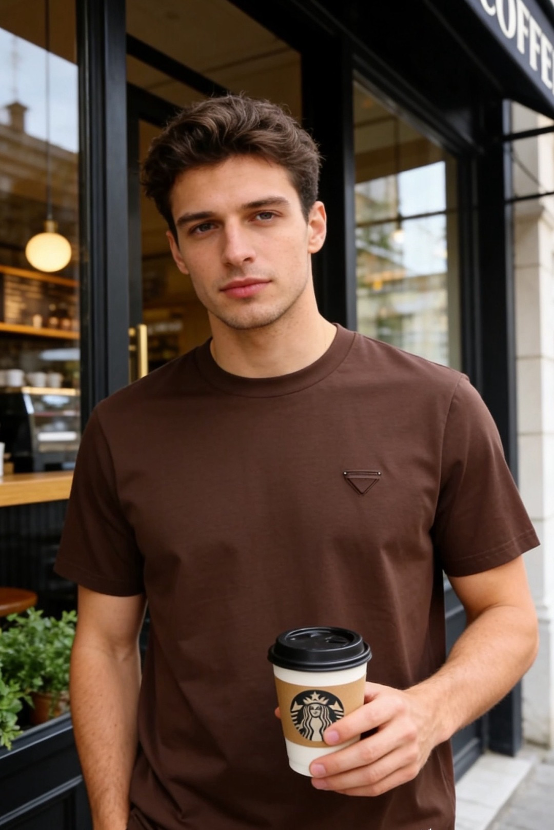 🔥Pr*da/普拉达.2026春夏新品🆕时尚男士百搭短袖以极简利落的剪裁为核心，胸前点缀标志性三角徽标，