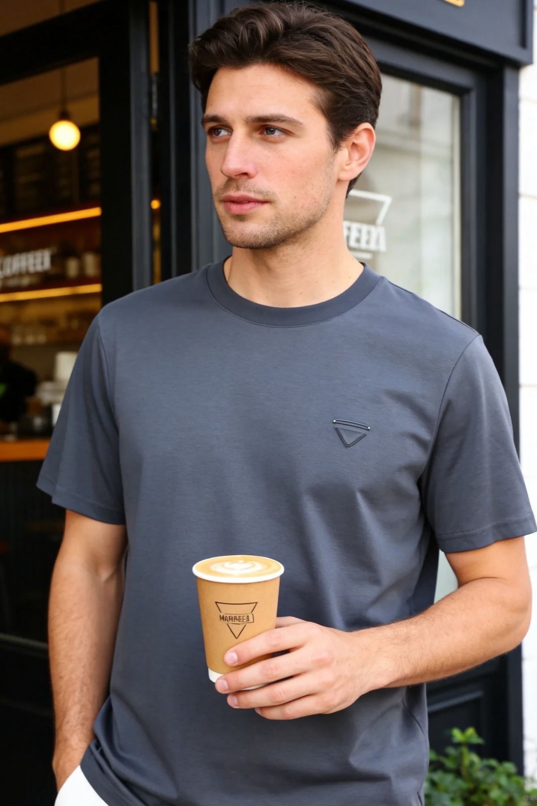 🔥Pr*da/普拉达.2026春夏新品🆕时尚男士百搭短袖以极简利落的剪裁为核心，胸前点缀标志性三角徽标，