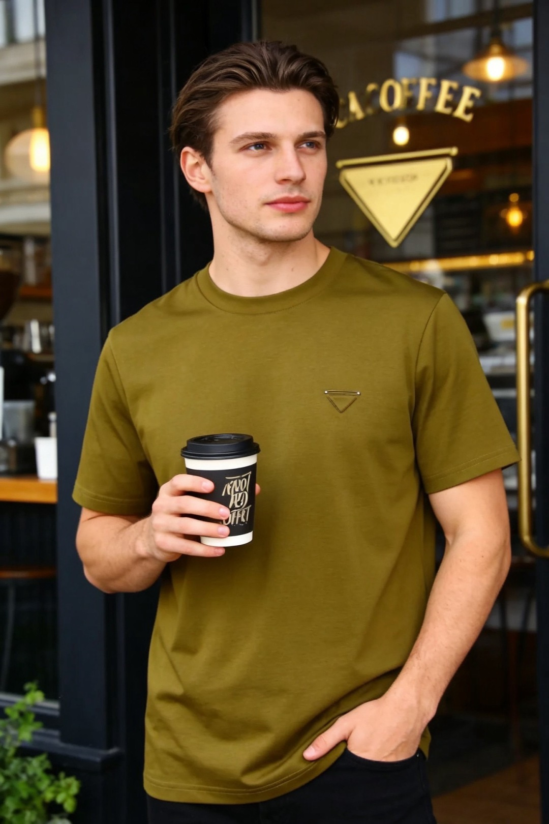 🔥Pr*da/普拉达.2026春夏新品🆕时尚男士百搭短袖以极简利落的剪裁为核心，胸前点缀标志性三角徽标，