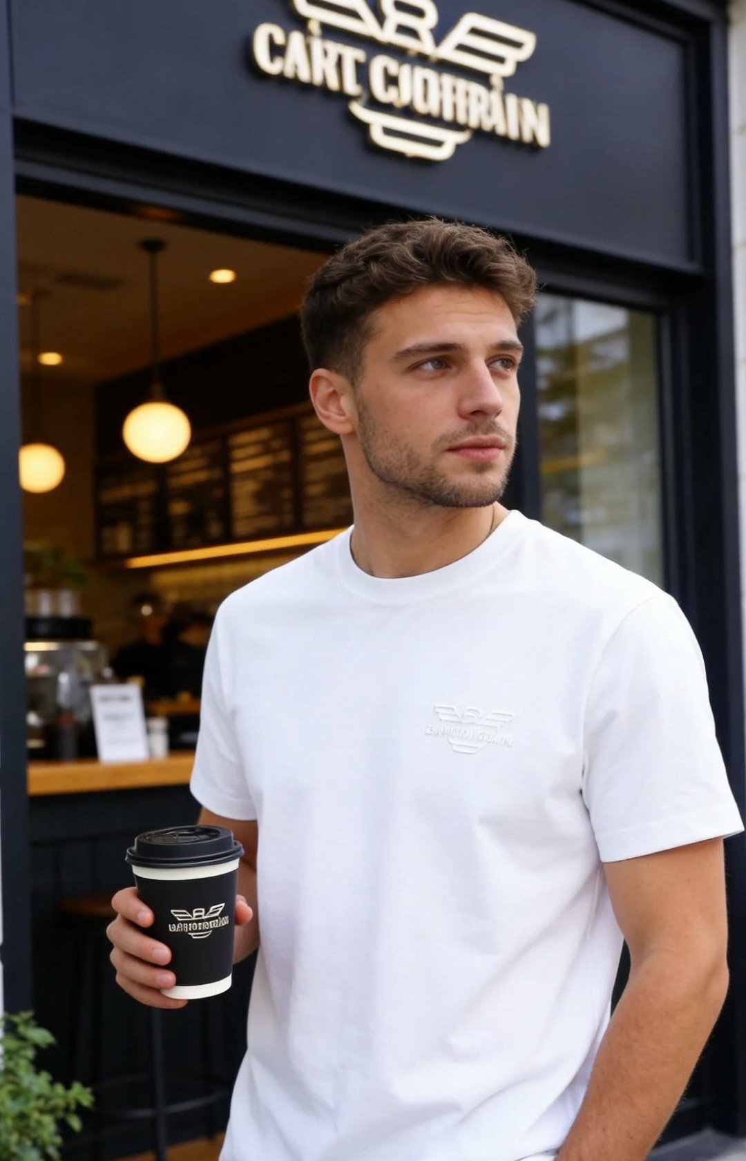 🔥阿玛尼.26夏季新品，时尚男士百搭短袖👍极简主义的廓形剪裁，自带利落高级的松弛气场。圆领线条干净利落，