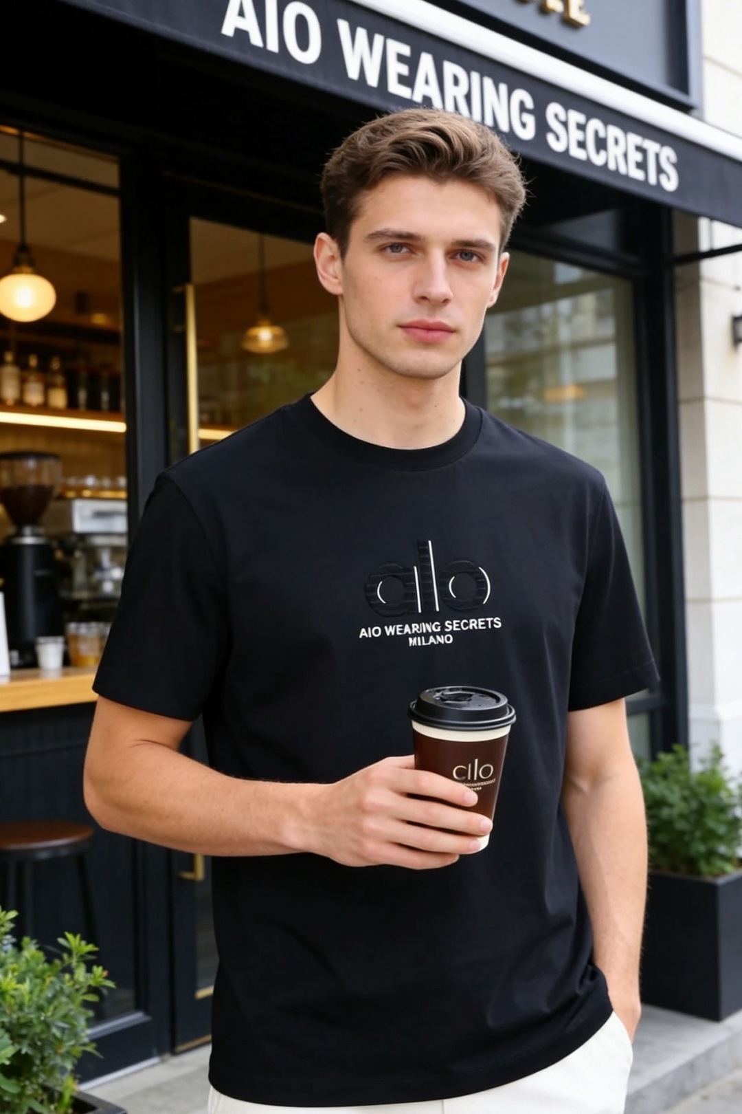 🔥alo.26夏季新品🆕时尚男士百搭短袖，利落廓形勾勒简约线条，经典圆领适配多元场景。胸口压印标识搭配品