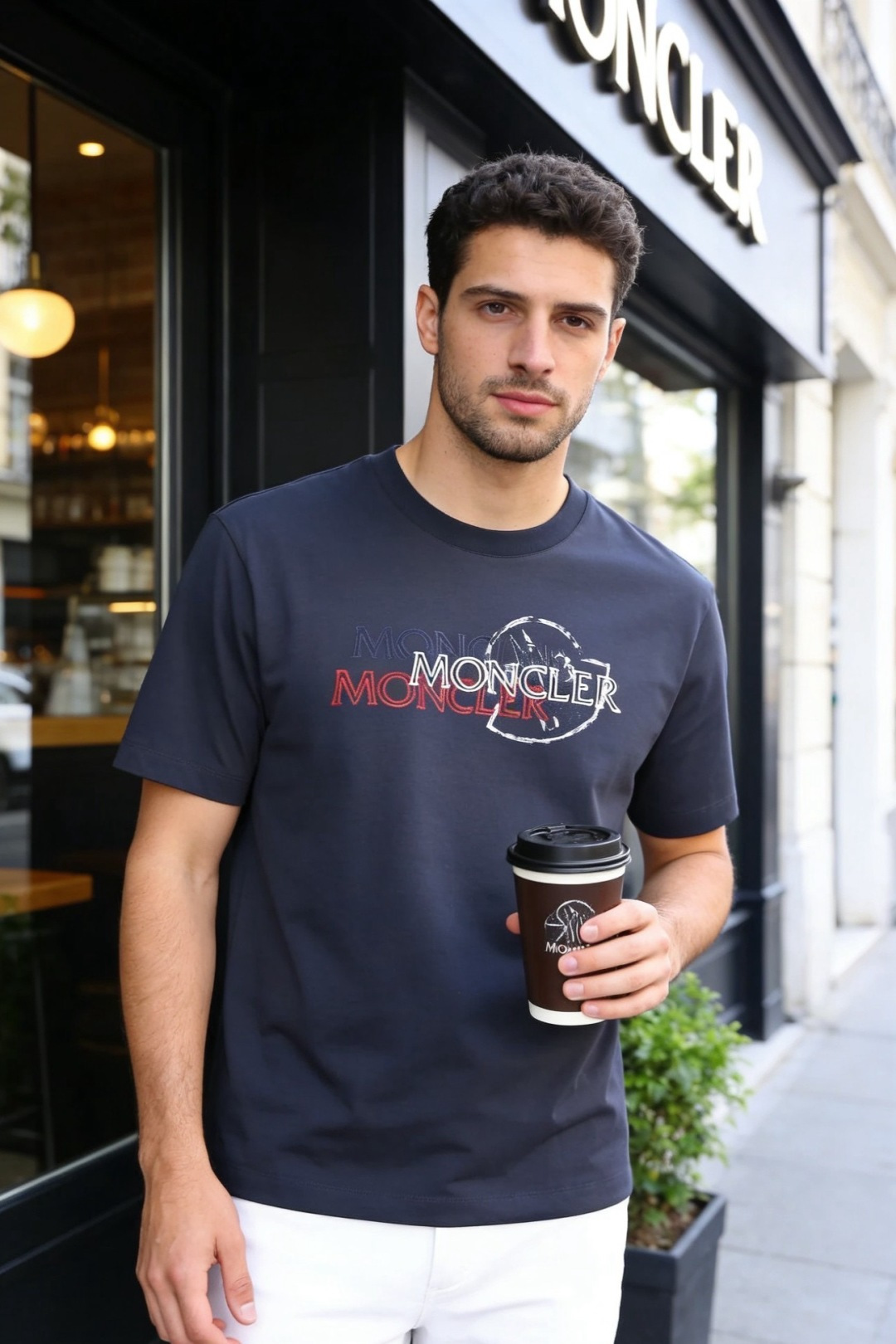 🔥蒙口.26夏季新品，时尚男士百搭短袖😎利落廓形打造松弛高级质感，经典圆领设计大方得体。胸前叠印标识以错