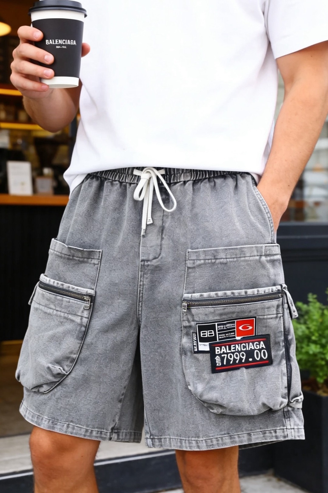 🔥巴黎世家.26夏季新品，时尚男士潮流百搭短裤👍潮酷工装廓形自带随性气场，抽绳腰头兼顾舒适与贴合度。立体