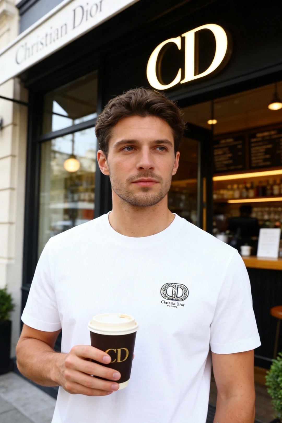 🔥迪奥.26夏季新品！时尚男士百搭圆领短袖！采用舒适透气桑蚕丝面料👍线条利落流畅，领口处饰有细节织带，暗