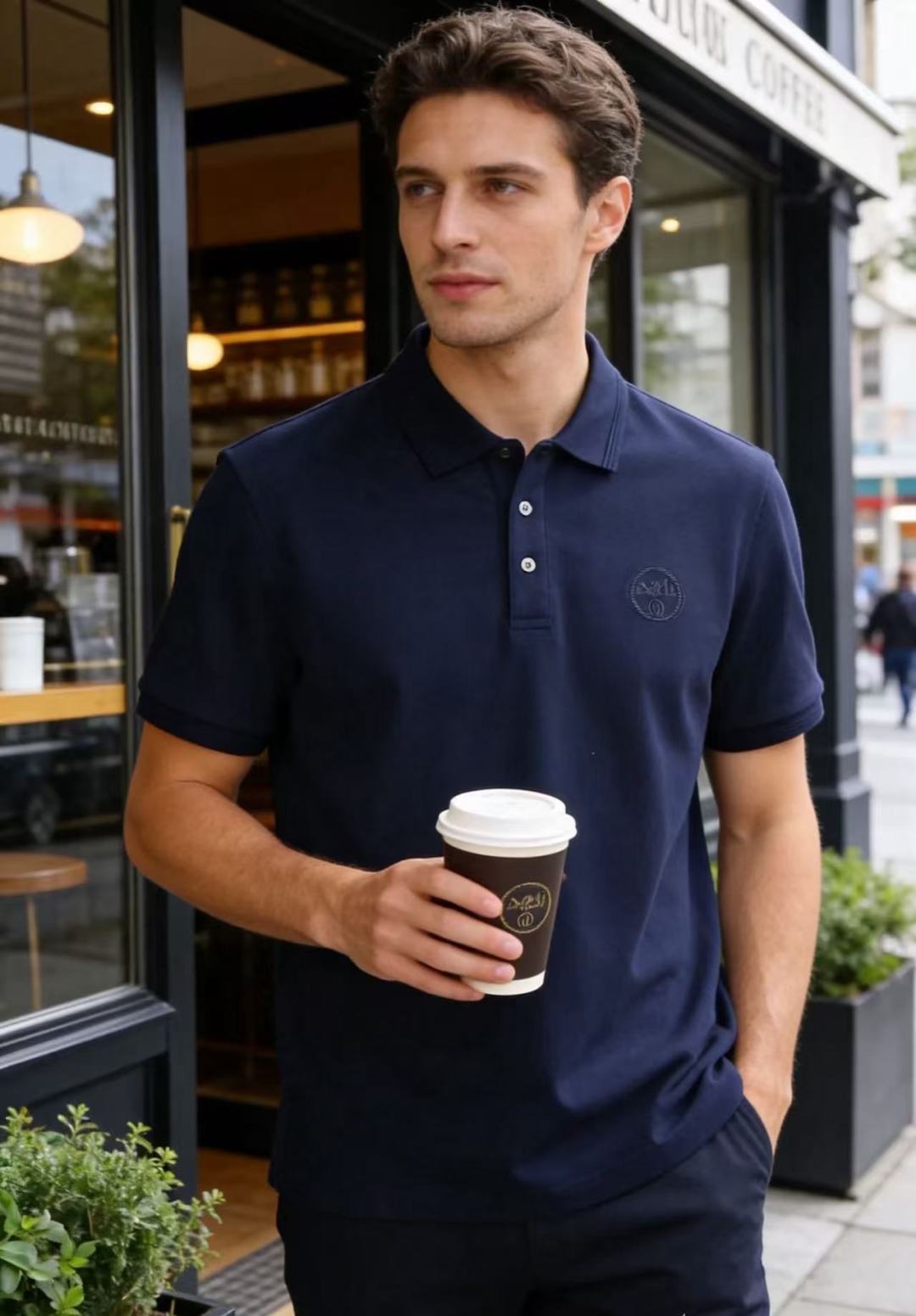 🔥爱马仕.26夏季新品！时尚男士利落翻领Polo衫👍搭配三粒扣门襟，勾勒经典雅致的版型线条。领部细节考究