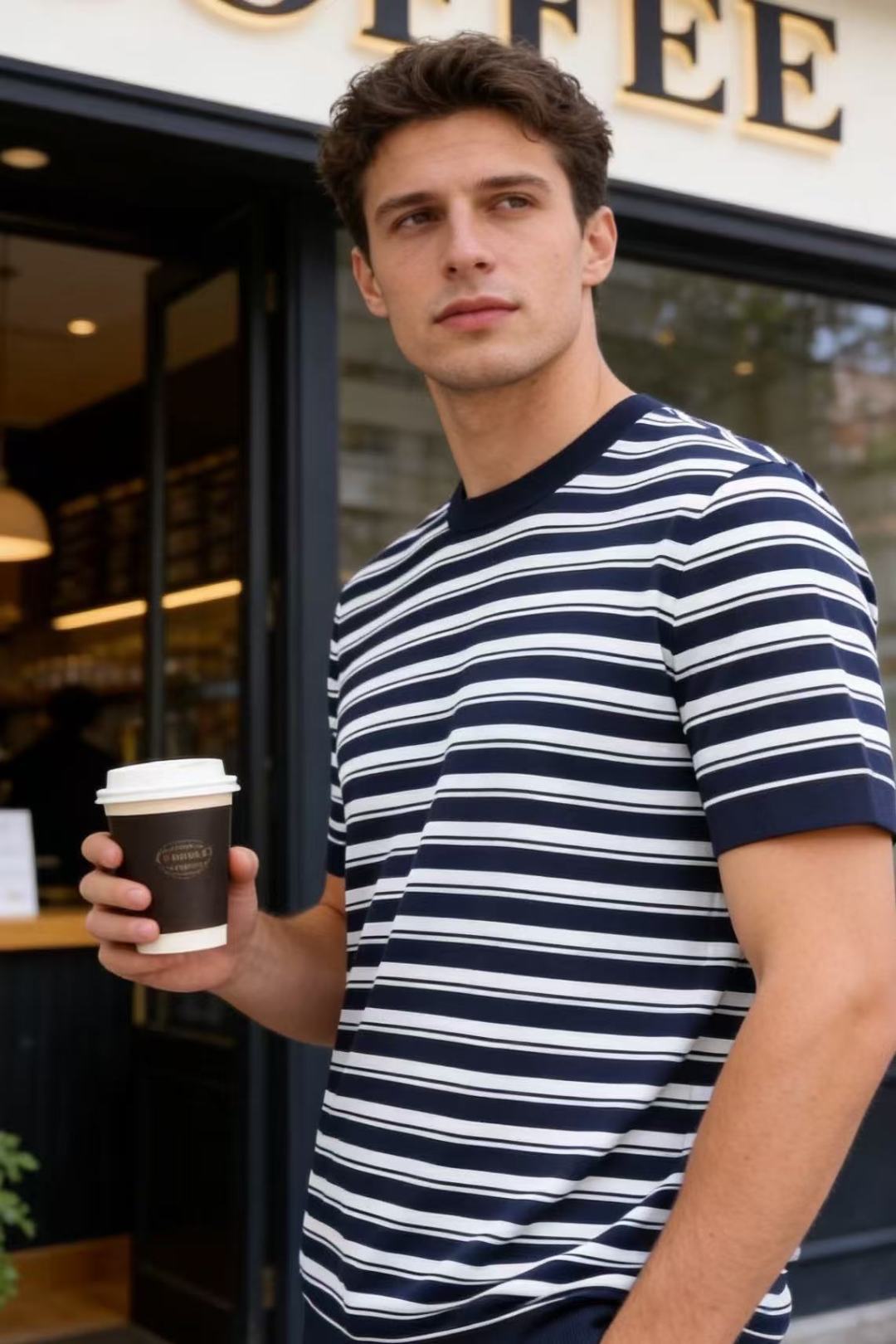 NO:903103,LP. 26 new summer products!  Fashionable men's all-match short-sleeved classic round neck version fits the neck line, and the fit is not tight. The horizontal stripe design has a retro style. The cuffs and hem are edged, and the overall version is neat and stylish. It is versatile and does not choose bottoms. It can be easily matched with casual pants or trousers, and can be used for daily travel or light business occasions!  Sizes 48-56, shipped next day!  ,,loro piana,T-shirt,19860909LP. 26夏季新品！时尚男士百搭短袖经典圆领版型贴合脖颈线条,合身剪裁不紧绷,横条纹设计自带复古格调,袖口与下摆做了收边处理,整体版型利落有型.百搭不挑下装,无论是休闲裤还是西裤都能轻松搭配,日常出行或是轻商务场合都可以驾驭！尺码48-56,隔天出货！,,loro piana,T-shirt,,Men's clothing