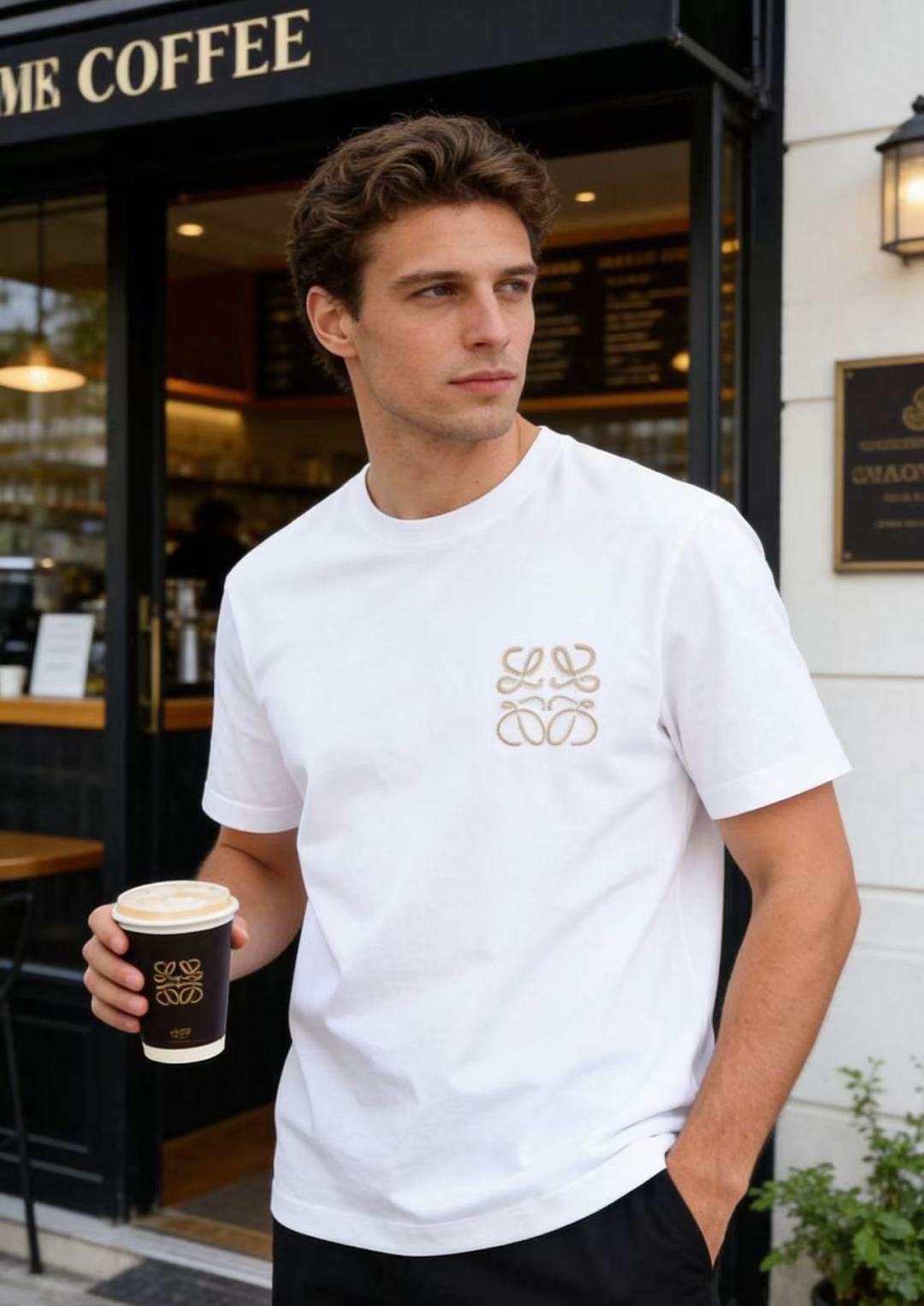 NO:903085,Loewe. 26 new summer products!  Fashionable men's all-match T-shirt adopts a simple round neck design with neat and clean lines, which modifies the neck line. The brand's iconic embroidered logo is embellished on the chest to enhance recognition in a low-key manner and highlight the exquisite texture. The tailoring is suitable for a variety of body shapes, and the upper body is neat and neat without dragging.  The short-sleeved version is generous and decent, suitable for daily commuting, leisure travel and other scenarios, and can easily create a simple and advanced daily look. It is a versatile basic item in the wardrobe and can easily adapt to various dressing styles to create a casual and stylish daily look!  Sizes 48-56, shipped next day!  ,,loewe,T-shirt,tees,t-shirt,19860909罗意威. 26夏季新品！时尚男士百搭T恤采用简约圆领设计,线条利落干净,修饰颈部线条.胸前点缀品牌标志性刺绣标识,低调提升辨识度,彰显精致质感.合身剪裁适配多种身形,上身利落不拖沓,利落的短袖版型大方得体,适配日常通勤、休闲出行等多种场景,轻松打造简约高级的日常造型,是衣柜里百搭不出错的基础款单品,轻松适配各种穿搭风格,打造随性又有型的日常造型！尺码48-56,隔天出货！,,loewe,T-shirt,tees，t-shirt,,Men's clothing