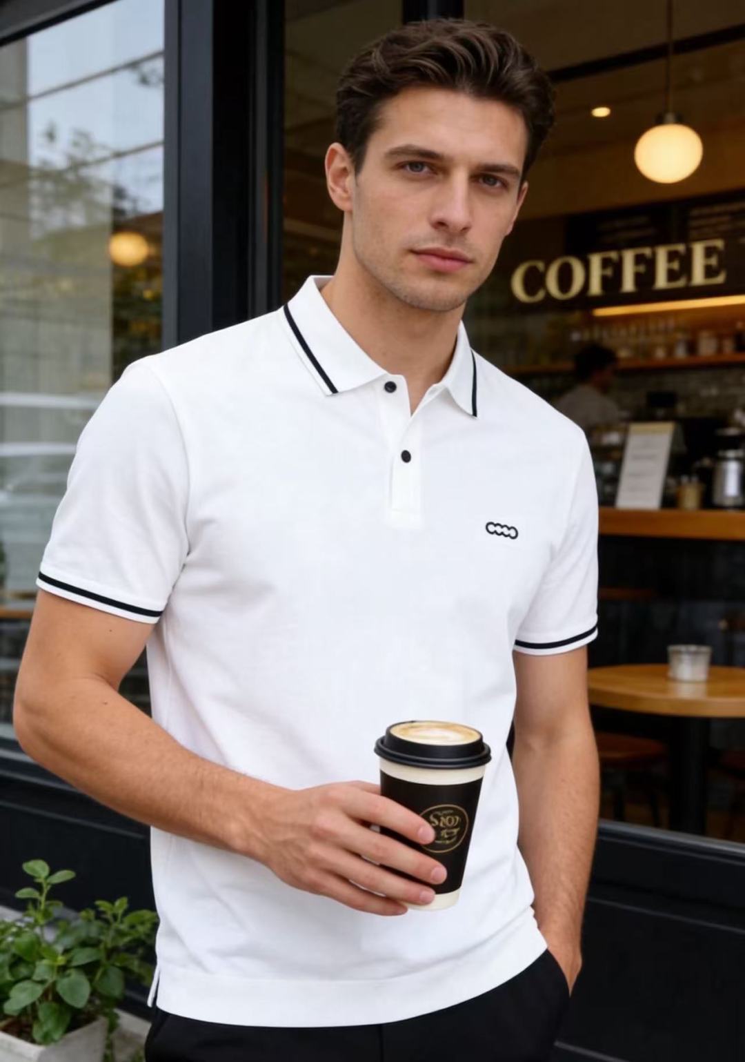 NO:903111,Gucci. 26 new summer products!  Fashionable men's versatile short-sleeved classic lapel short-sleeved polo shirt. The collar and cuffs are designed with pinstripes. The placket is equipped with two buttons and there is a small logo with exquisite elements on the left chest. The fit is crisp and fit, the lines are neat and neat, and the overall version is simple and elegant. It can be easily worn for daily travel or light business occasions!  Sizes 48-56, shipped next day!  ,,gucci,T-shirt,19860909古驰. 26夏季新品！时尚男士百搭短袖经典翻领短袖Polo衫,领口与袖口都做了细条纹包边设计,门襟配有两颗纽扣,左胸带有精致元素小标.版型挺括合身,线条工整利落,整体版型简约大气,无论是日常出行还是轻商务场合都能轻松穿搭！尺码48-56,隔天出货！,,gucci,T-shirt,,Men's clothing