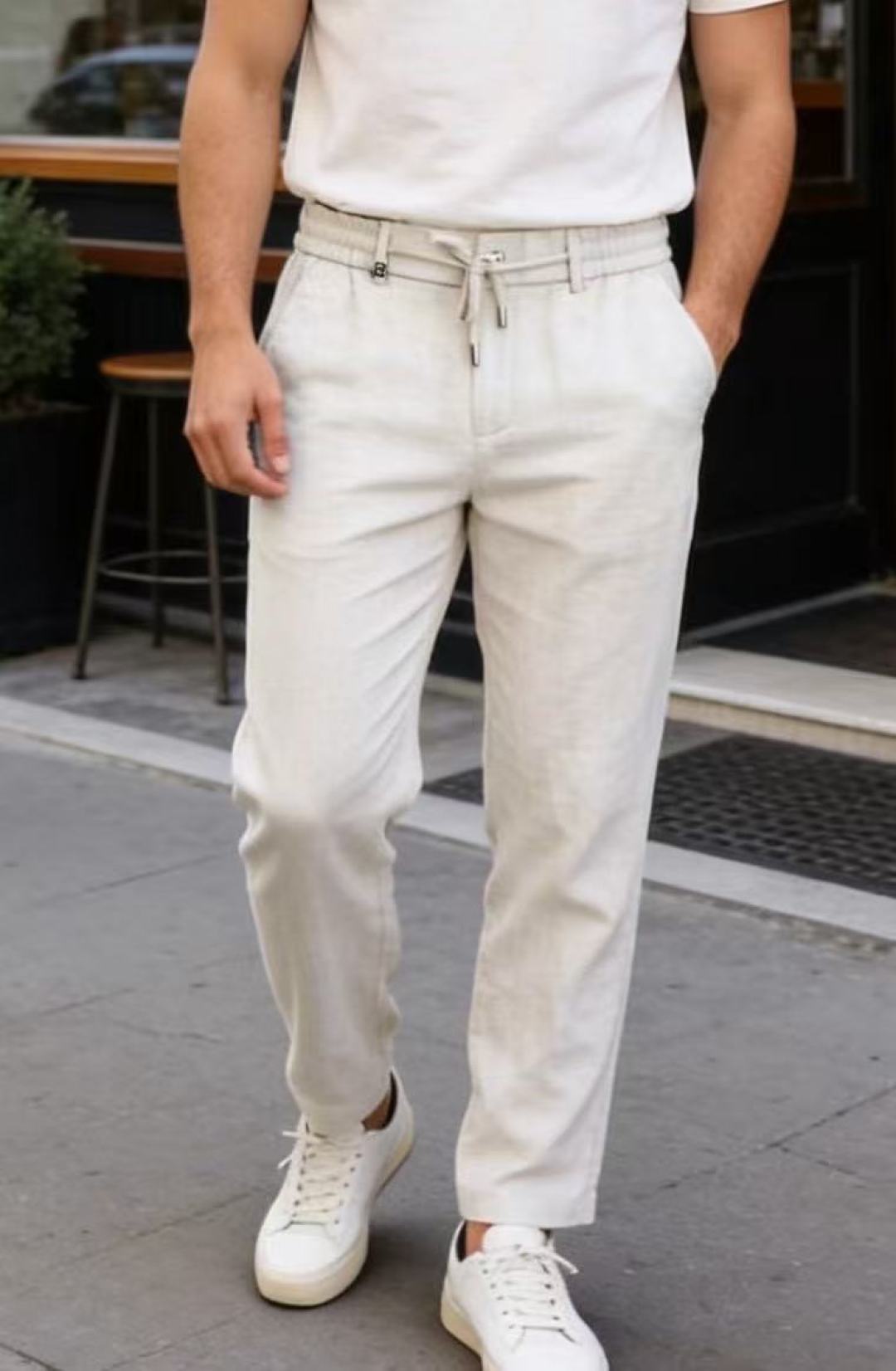 🔥Loro piana.26夏季新品！时尚男士薄款休闲长裤👍后腰松紧搭配金属头抽绳，可自由调节腰围大小，