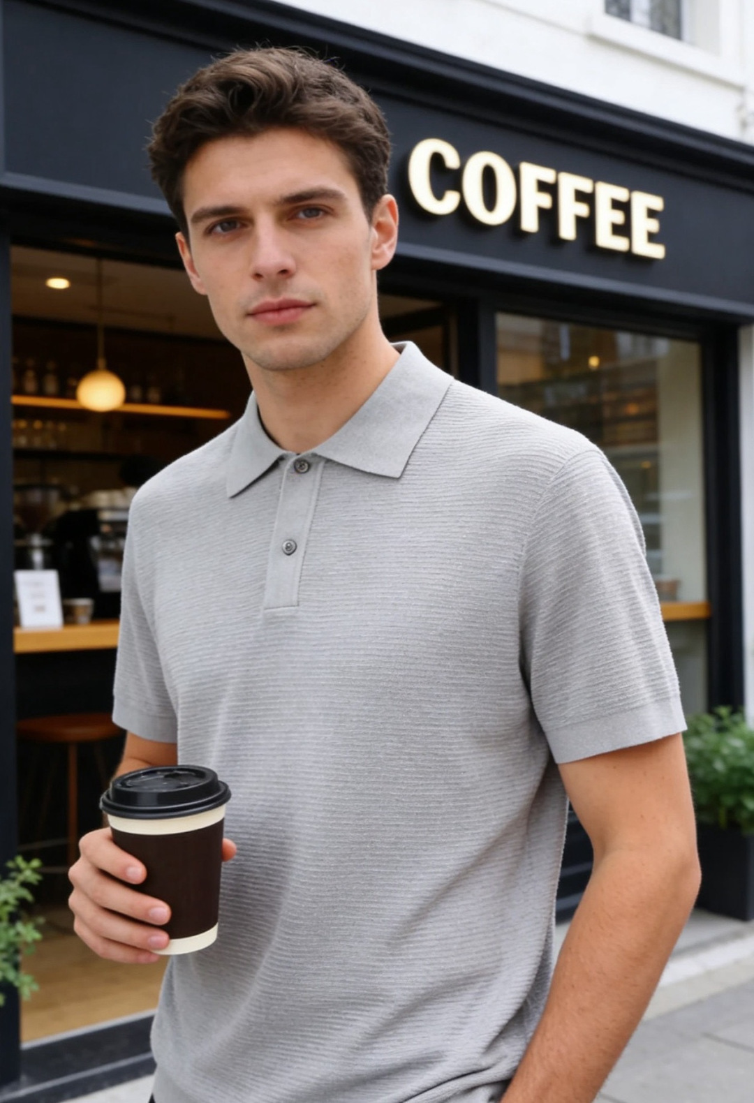 🔥Loro piana.26夏季新品！时尚男士百搭针织Polo衫采用利落的翻领设计，搭配门襟双扣细节，简