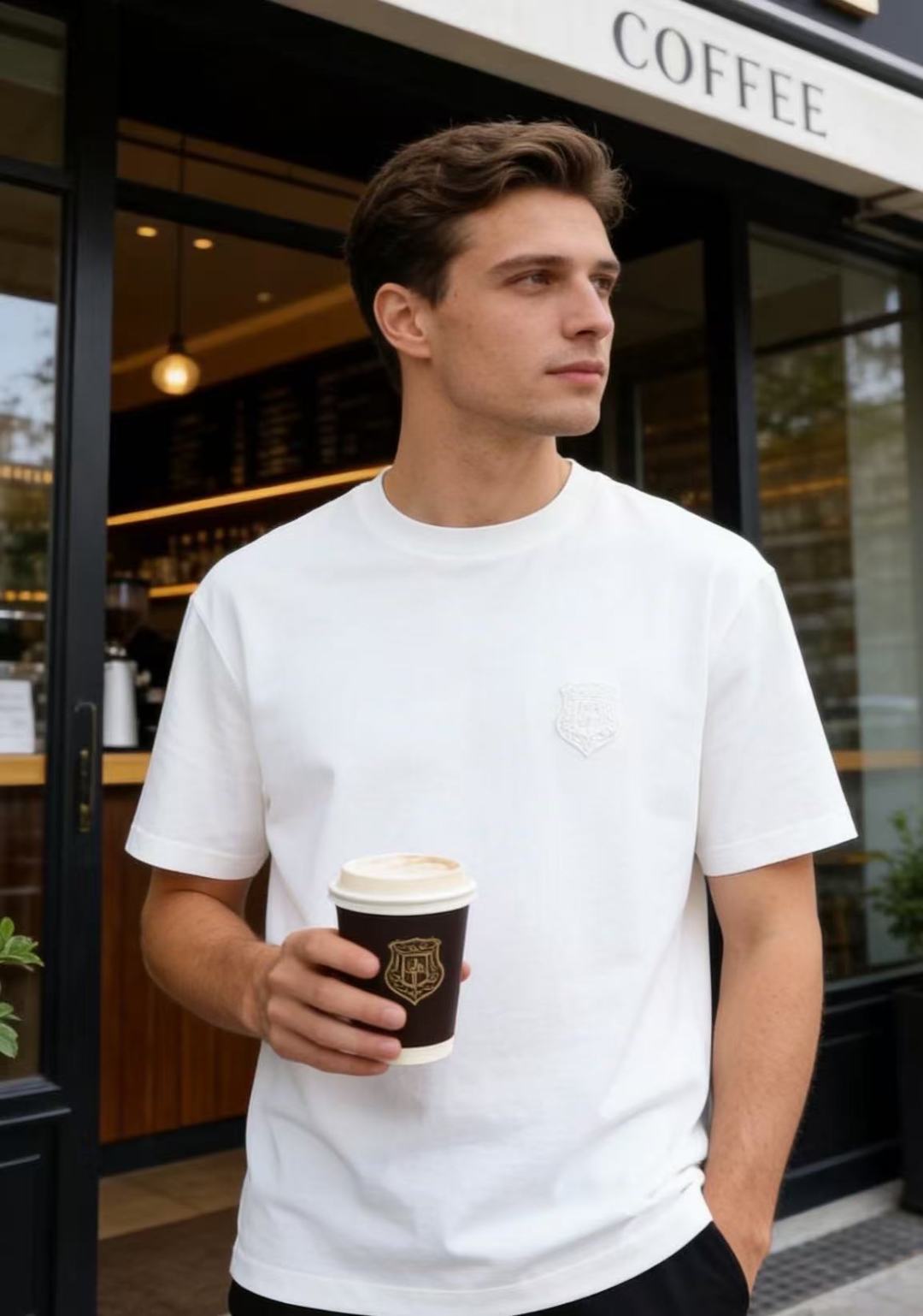 🔥Loro piana.26夏季新品！时尚男士百搭短袖👍经典基础圆领短袖，领口做规整包边处理，袖口剪裁利