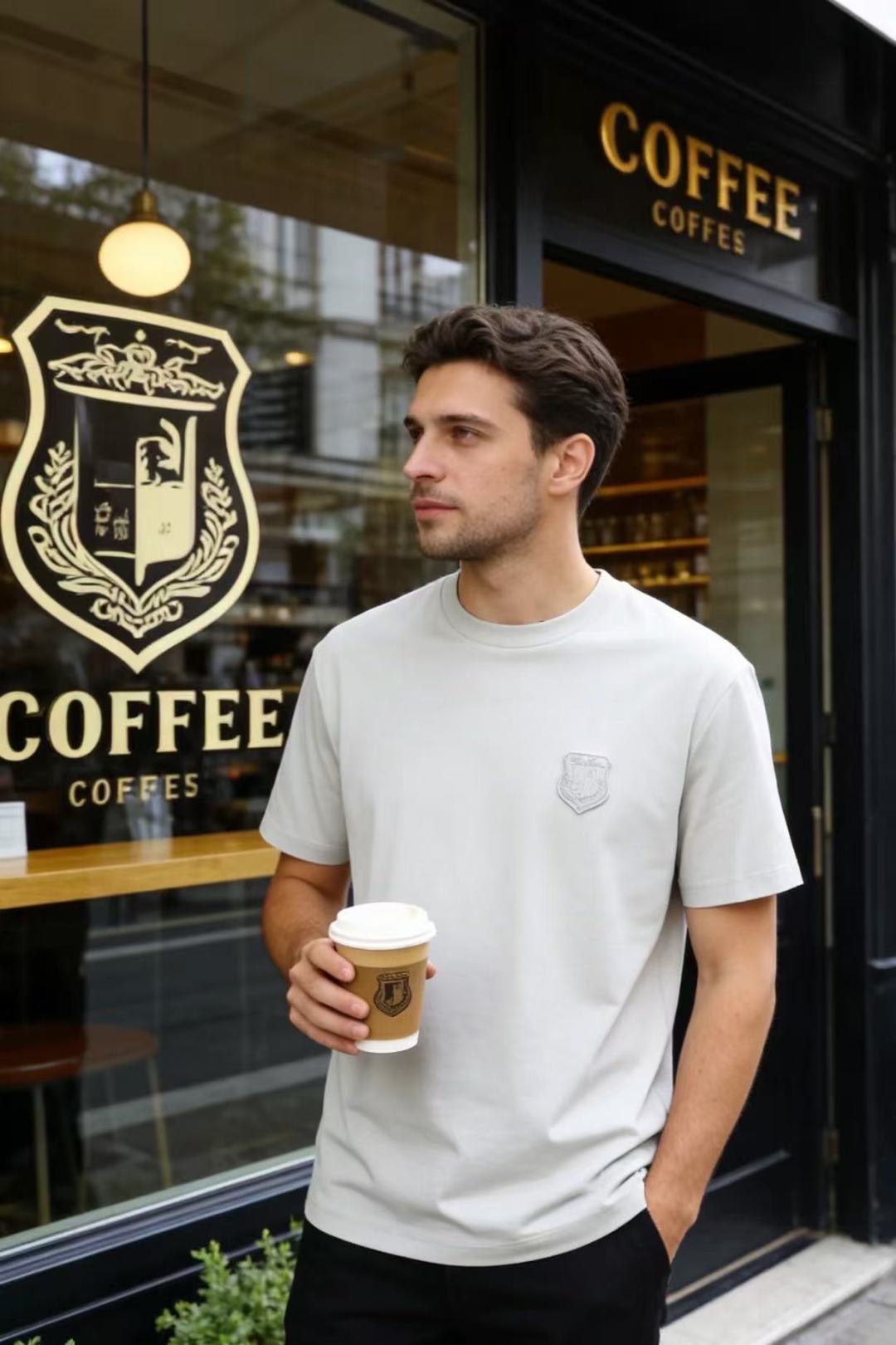 🔥Loro piana.26夏季新品！时尚男士百搭短袖👍经典基础圆领短袖，领口做规整包边处理，袖口剪裁利