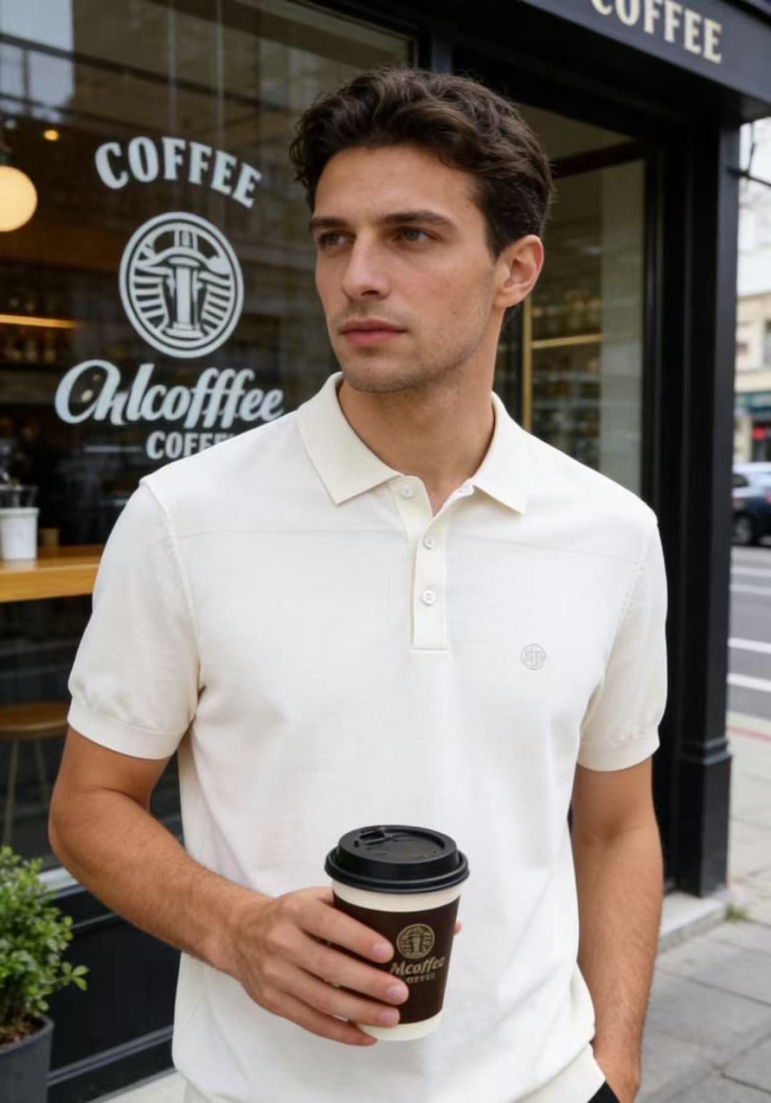 🔥Loro piana.26夏季新品！时尚男士百搭短袖👍经典翻领搭配三门扣设计，左胸位置点缀简约精致的小