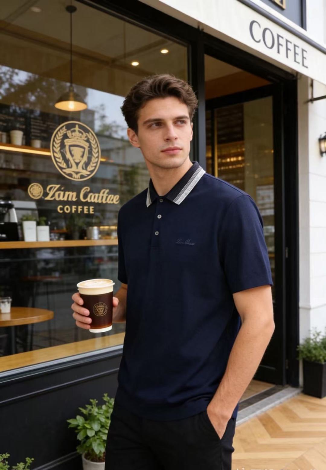 🔥Loro piana.26夏季新品！时尚男士百搭撞色条纹翻领设计，前襟搭配三颗纽扣，衣身剪裁规整合身，