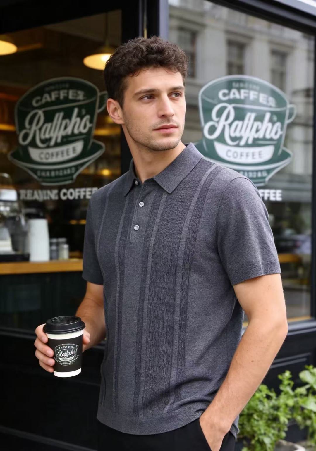 🔥Loro piana.26夏季新品！时尚男士百搭短袖👍简约小翻领搭配短款门襟设计，衣身带有竖向立体肌理