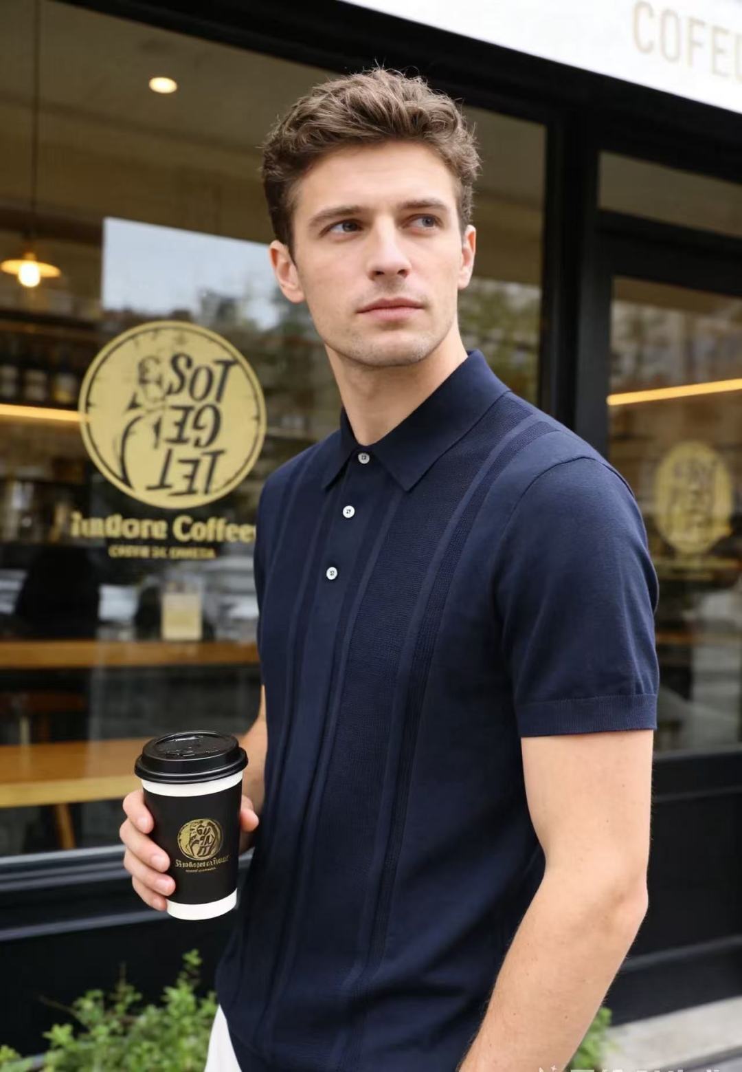 🔥Loro piana.26夏季新品！时尚男士百搭短袖👍简约小翻领搭配短款门襟设计，衣身带有竖向立体肌理