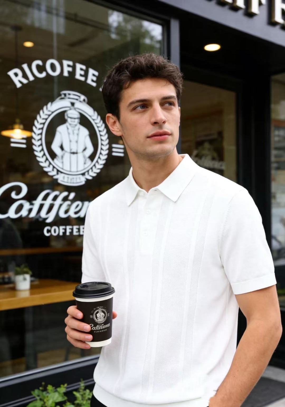 🔥Loro piana.26夏季新品！时尚男士百搭短袖👍简约小翻领搭配短款门襟设计，衣身带有竖向立体肌理