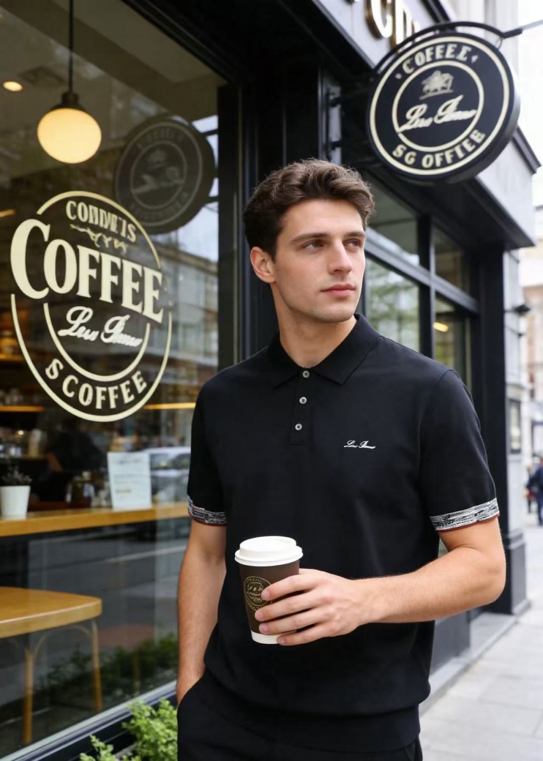 🔥Loro piana.26夏季新品！时尚男士经典翻领短袖👍搭配三颗纽扣门襟，左胸处点缀精致手写刺绣标识