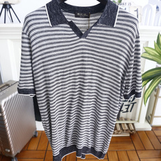 🔥Loro piana.26夏季新品!时尚男士百搭短袖👍小翻领搭配无扣V型门襟,全身布满细密横向条纹,领 🔥Loro piana.26夏季新品!时尚男士百搭短袖👍小翻领搭配无扣V型门襟,全身布满细密横向条纹,领