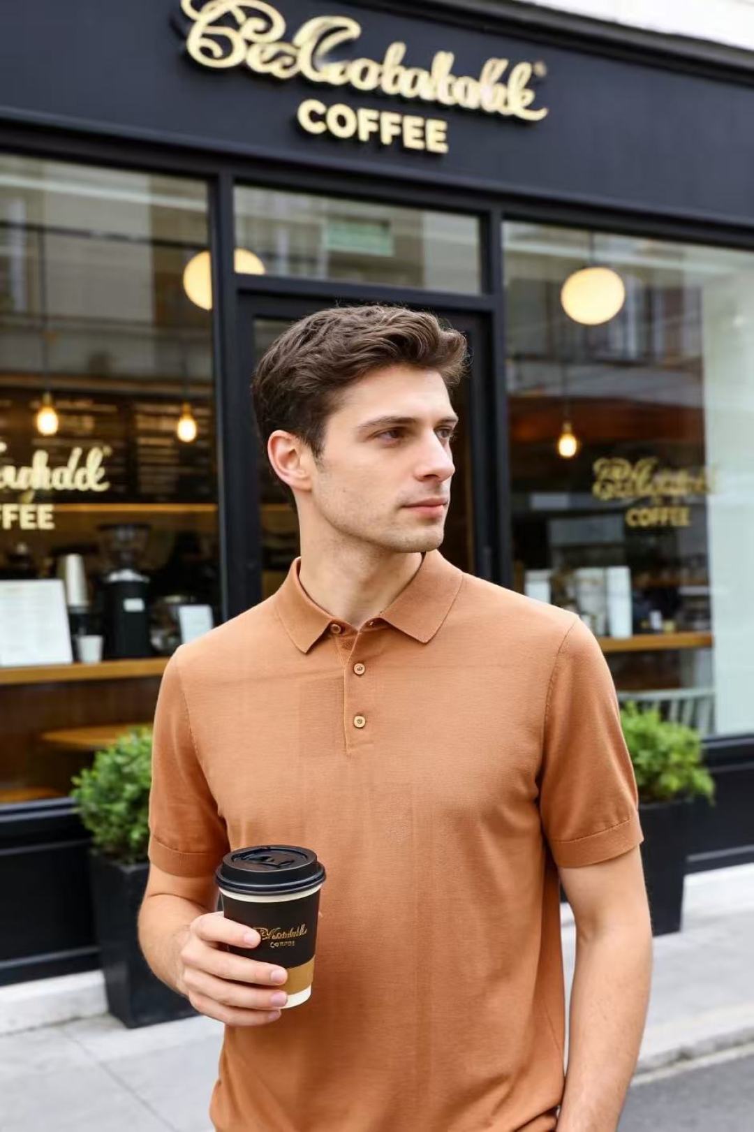 🔥Loro piana.26夏季新品！时尚男士百搭短袖👍简约平整翻领搭配三粒扣短门襟，袖口与下摆采用窄边