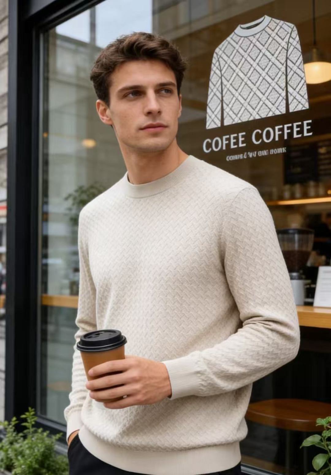 🔥Loro Piana. 26秋冬新款！时尚男士半高领针织衫，面料含绵羊毛，衣身精致立体菱格提花纹理，肌理层次饱满耐看。