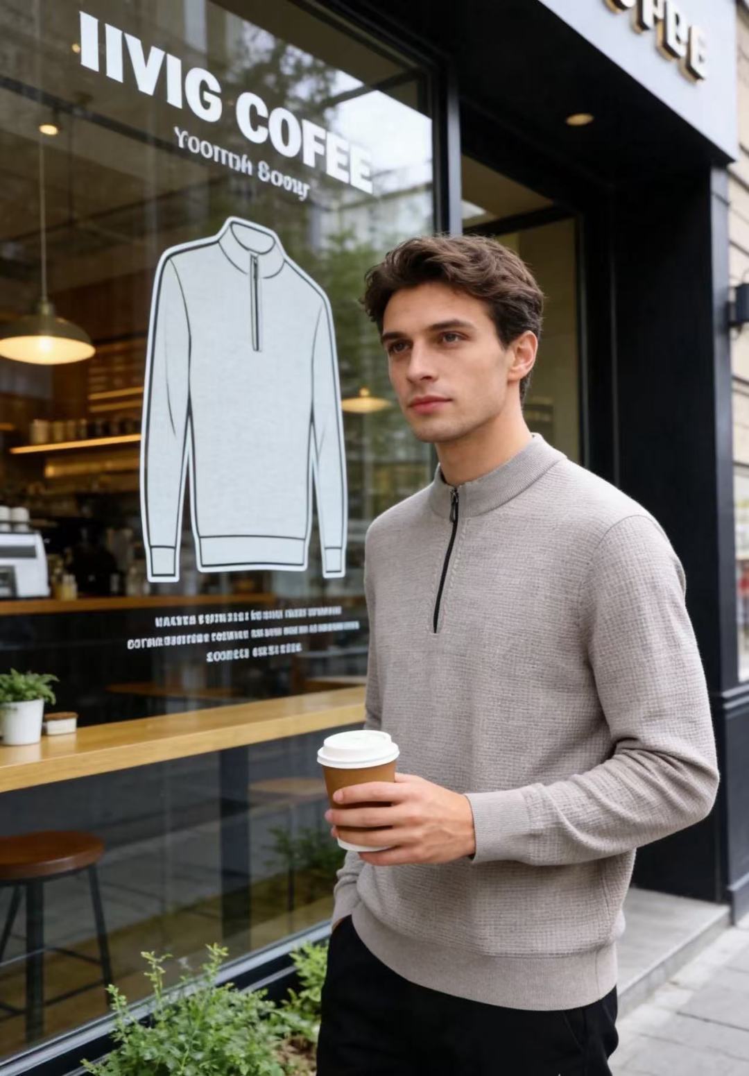 🔥Loro Piana. 26秋冬新款！时尚男士半拉链立领针织衫，细腻华夫格肌理质感出众，半开拉链领口可自由调节。罗纹收