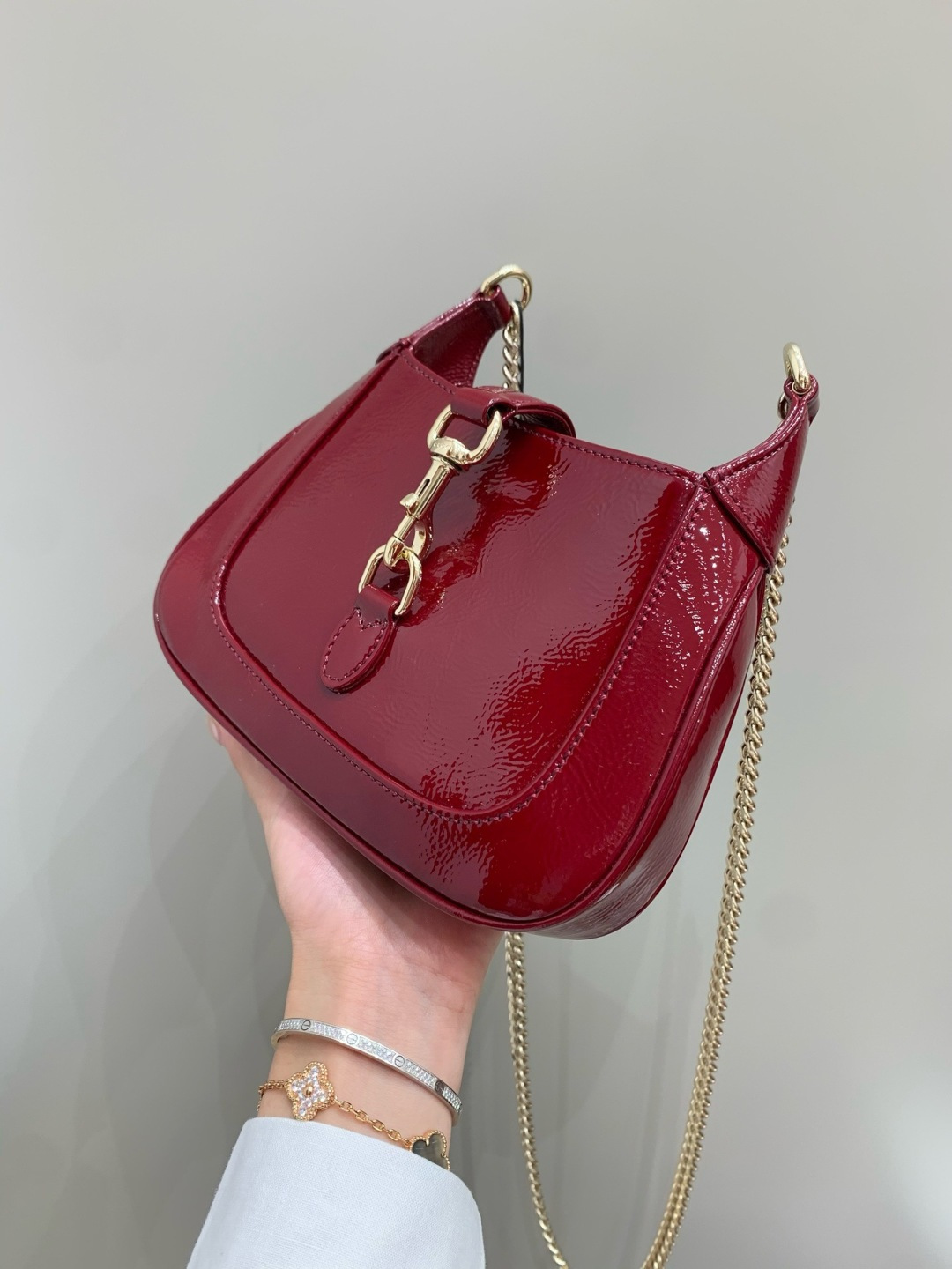 구찌 빨간색 미니 페이턴트 가죽 가방 782889 이미지 3