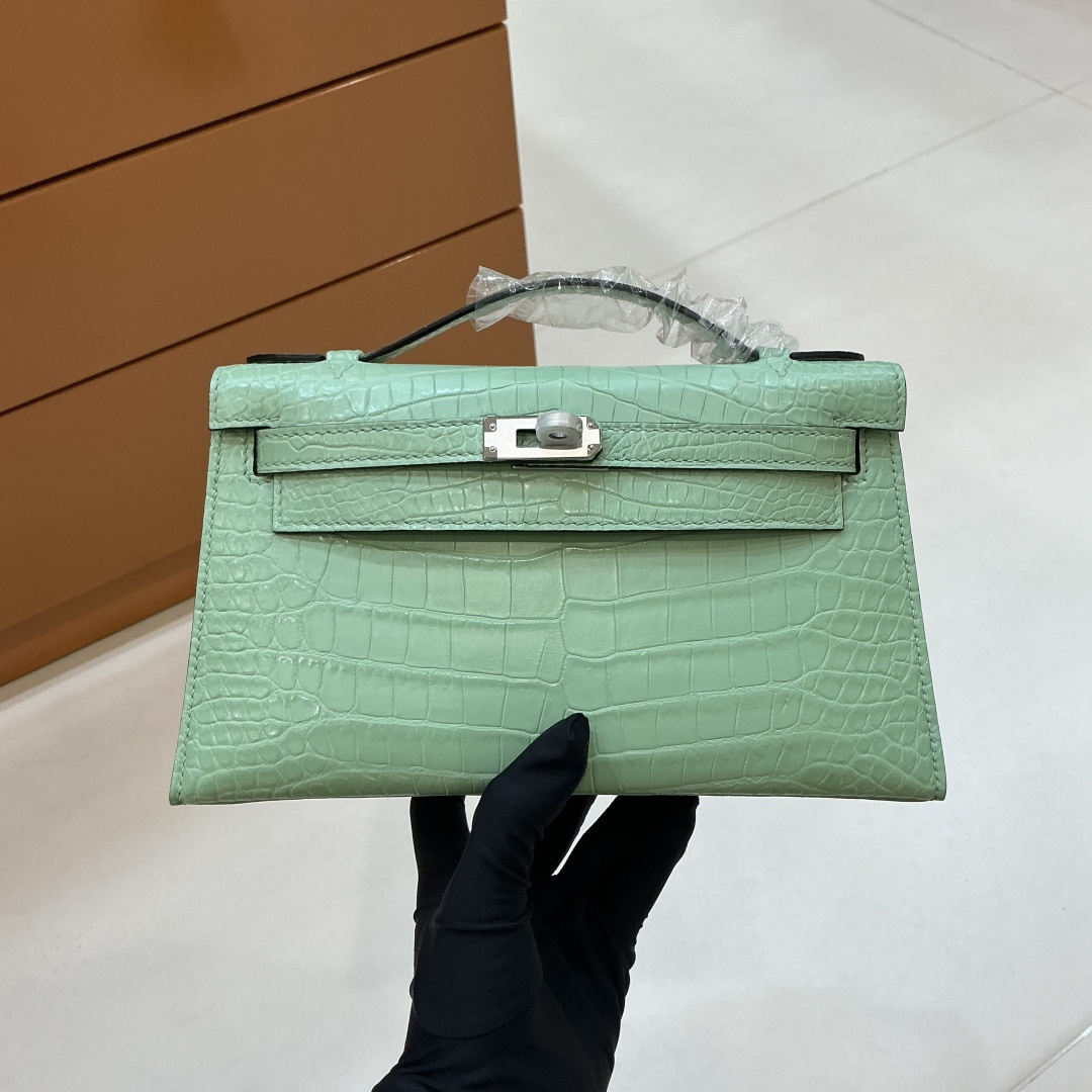 NO:894014,Spot real shot matte first generation mint green silver buckle, Hermes, hermes, Hermes,19860909现货实拍雾面一代 薄荷绿 银扣,爱马仕,hermes,Hermes,,Bag