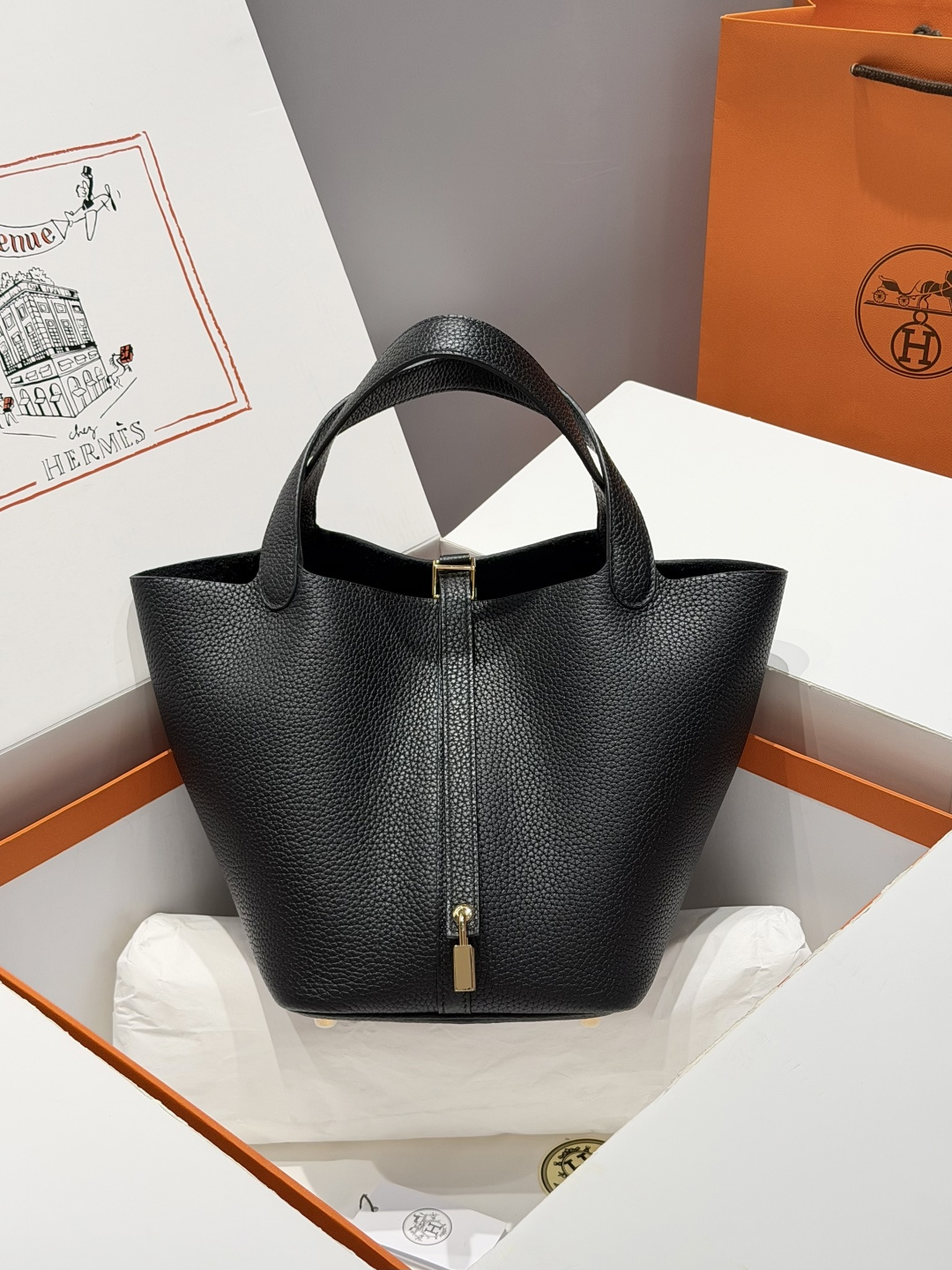 NO:879456,[Wax line version] Vegetable basket, black, gold buckle, top quality, details as shown, Hermes, hermes, Hermes,19860909【蜡线版本】菜篮子  黑色 金扣 顶级 细节如图,爱马仕,hermes,Hermes,,Bag