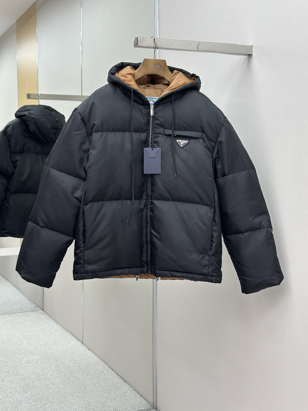 Prada Nylon Color-Block Hooded Down Jacket: Warm, Stylish, and Eco-Friendly
