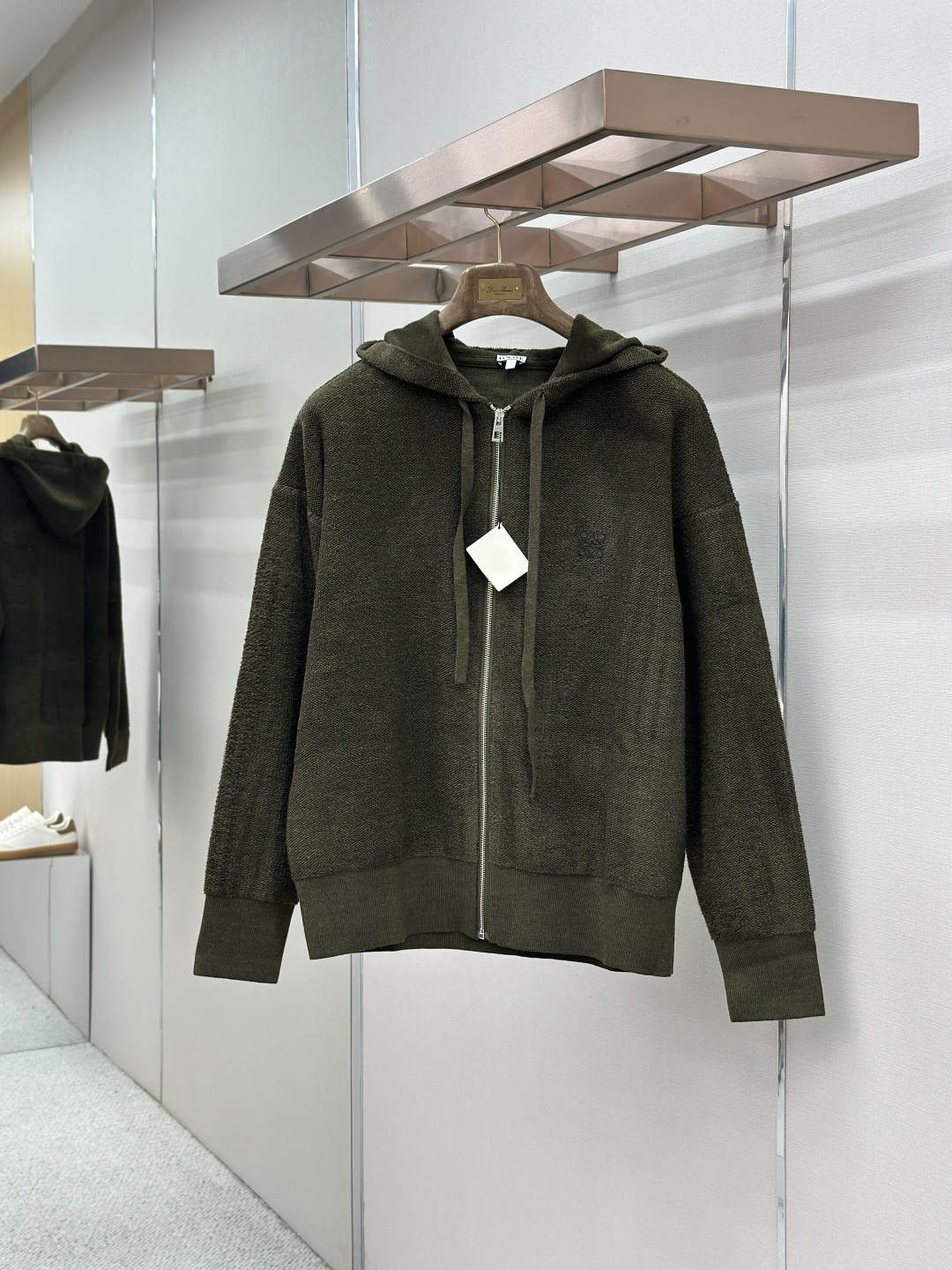 Loewe LOEWE罗意威 徽标刺绣连帽拉链羊毛