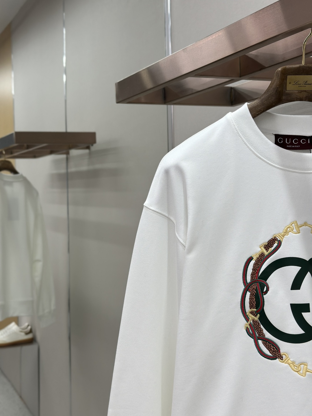 Gucci GUCCI 26FW缰绳刺绣针织棉圆领卫衣