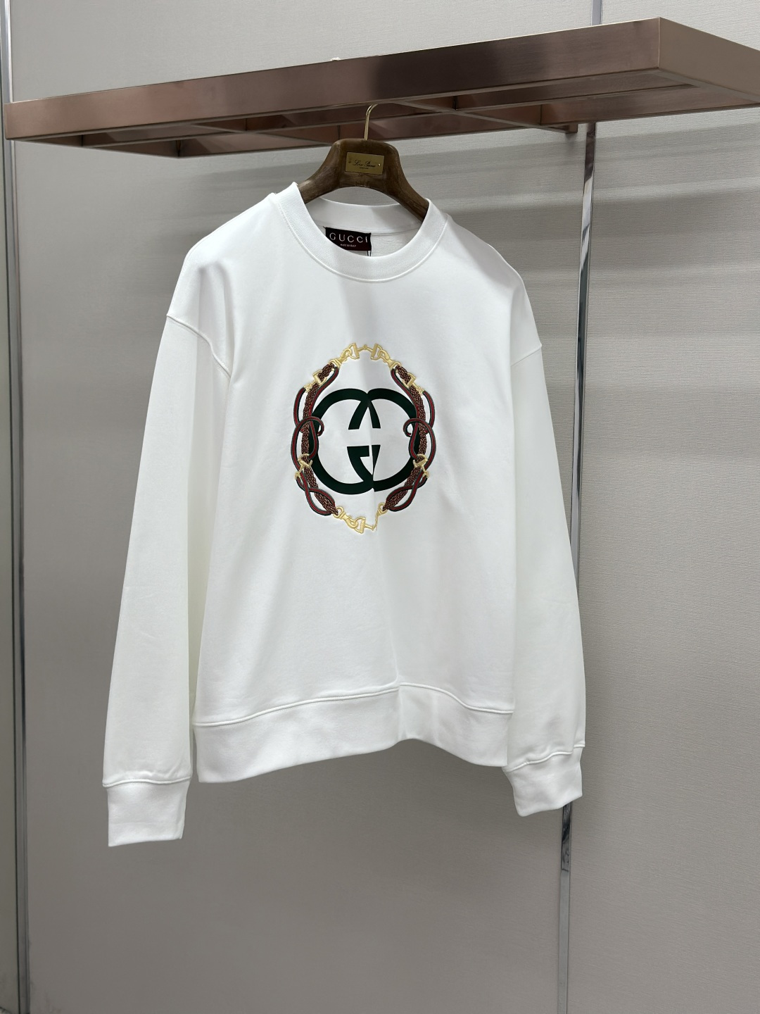 Gucci GUCCI 26FW缰绳刺绣针织棉圆领卫衣