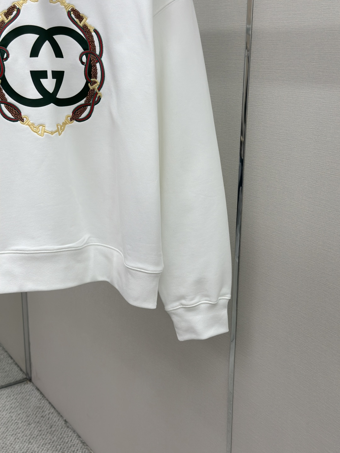 Gucci GUCCI 26FW缰绳刺绣针织棉圆领卫衣