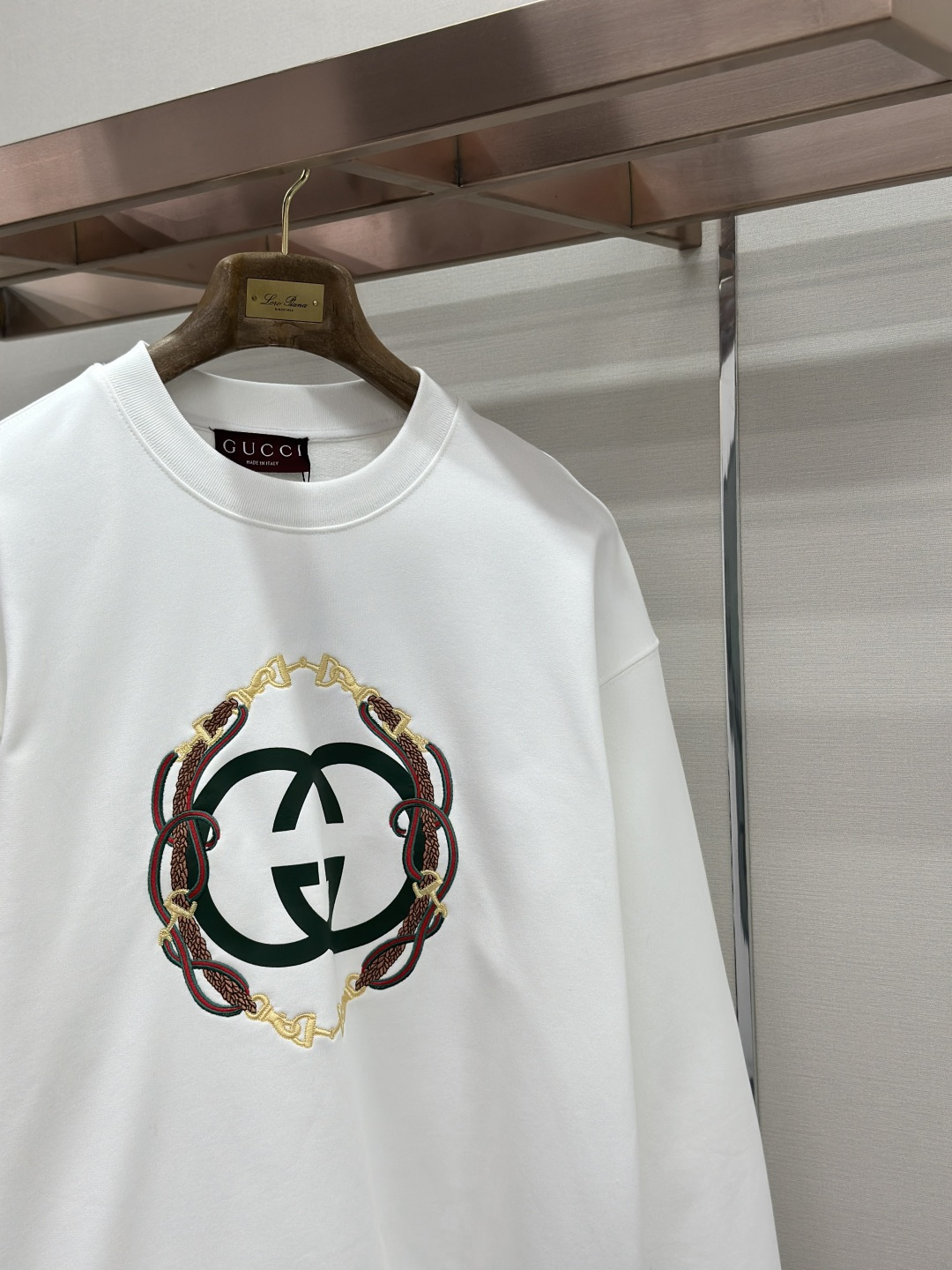Gucci GUCCI 26FW缰绳刺绣针织棉圆领卫衣