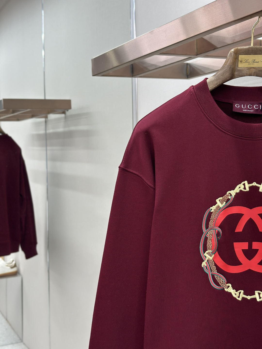 Gucci GUCCI 26FW缰绳刺绣针织棉圆领卫衣