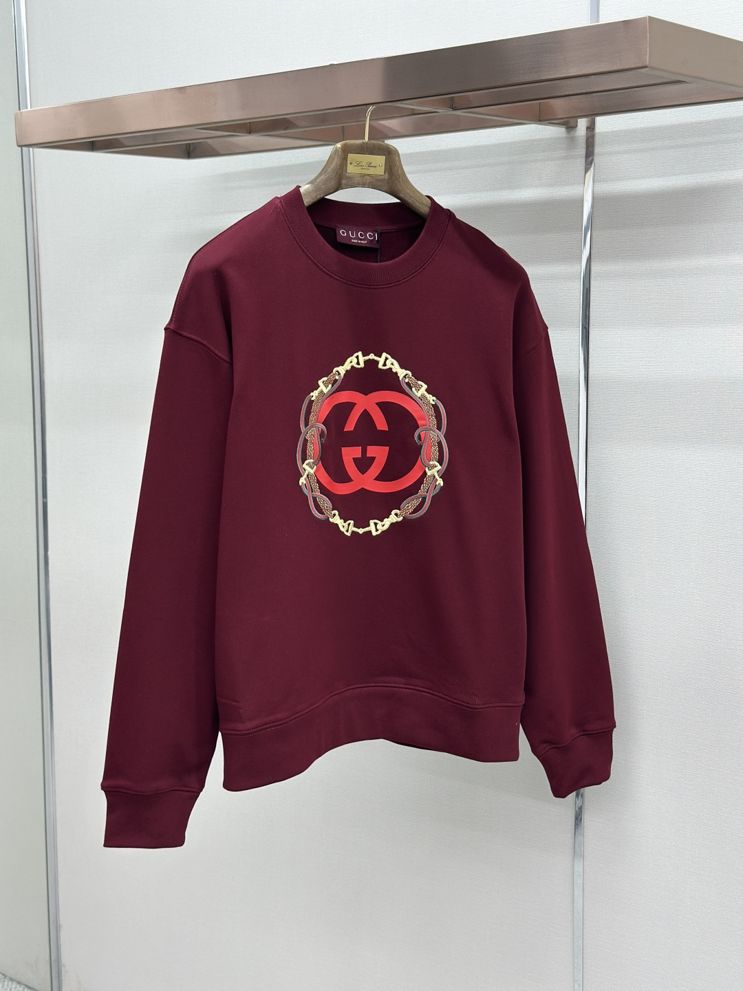 Gucci GUCCI 26FW缰绳刺绣针织棉圆领卫衣
