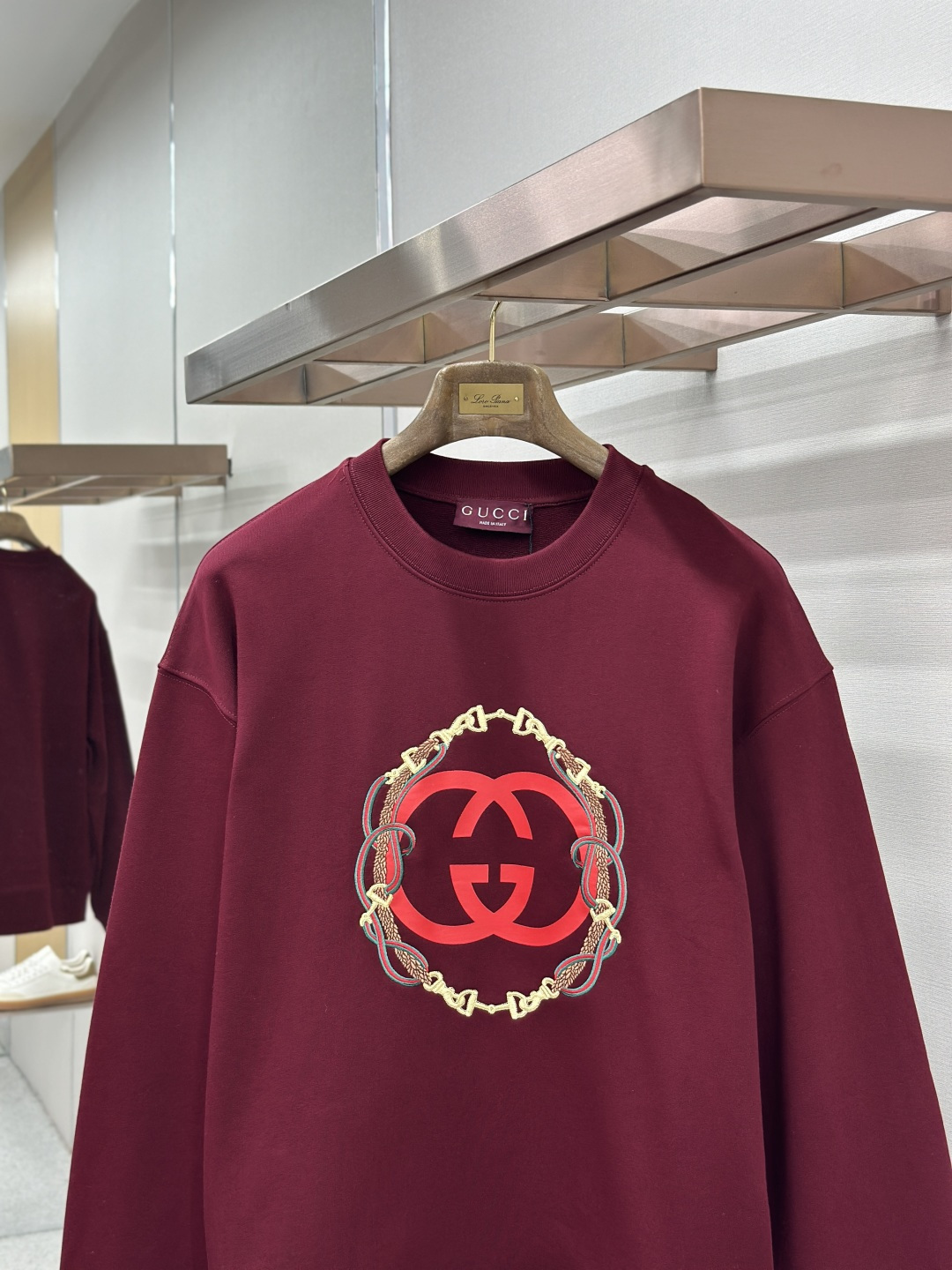 Gucci GUCCI 26FW缰绳刺绣针织棉圆领卫衣