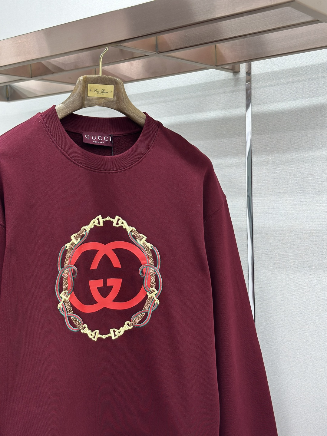 Gucci GUCCI 26FW缰绳刺绣针织棉圆领卫衣