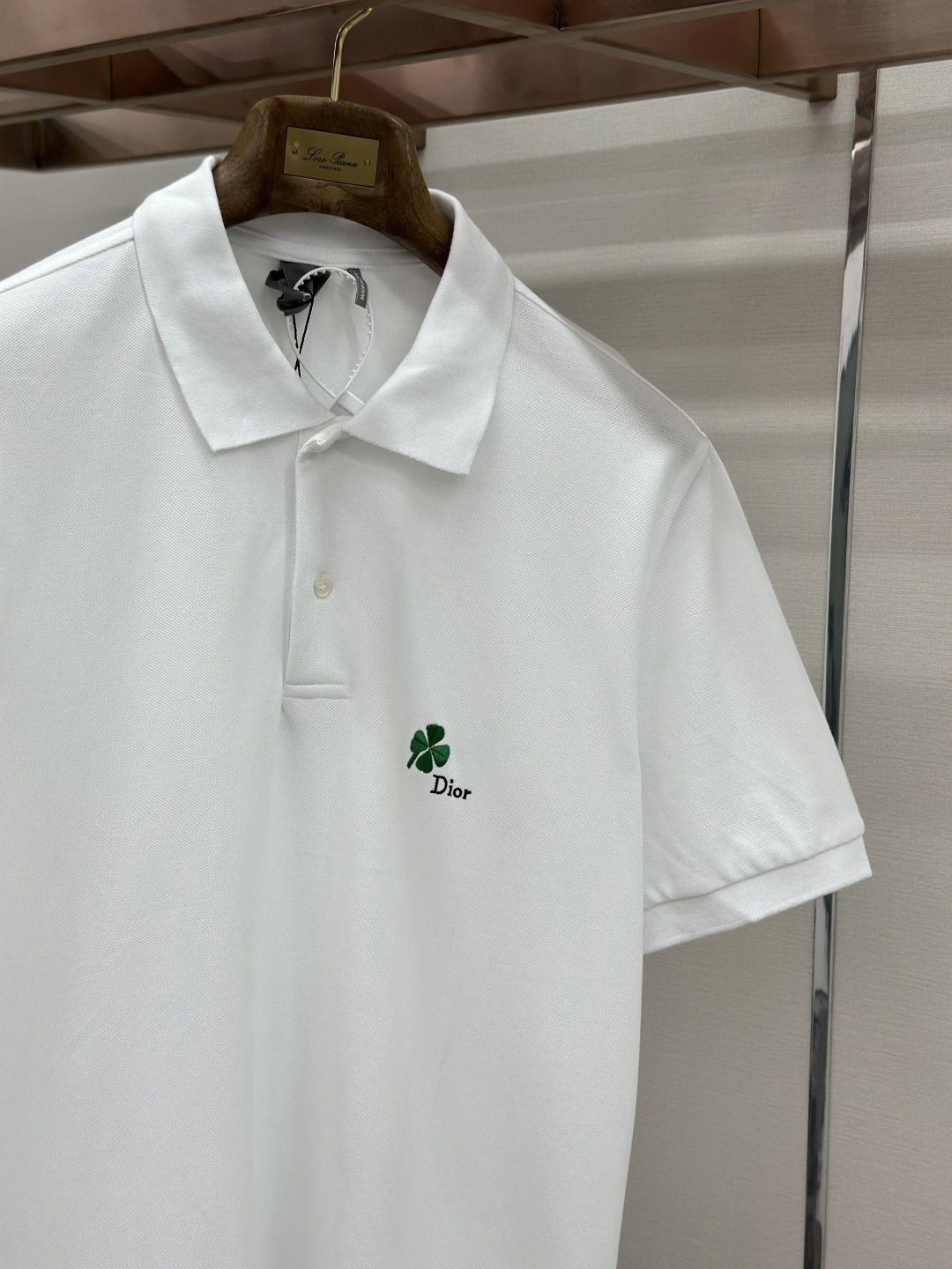 Dior DIOR 棉质四叶草刺绣珍珠贝母纽扣衫