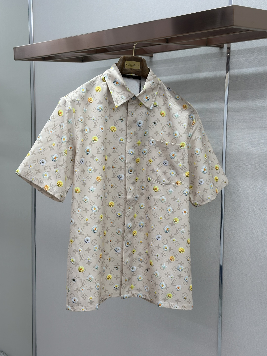 Louis Vuitton LOUIS VUITTON 路易威登 深棕雏菊Monogram桑蚕丝短袖衬衫