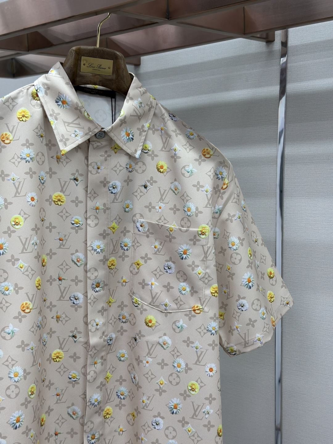 Louis Vuitton LOUIS VUITTON 路易威登 深棕雏菊Monogram桑蚕丝短袖衬衫
