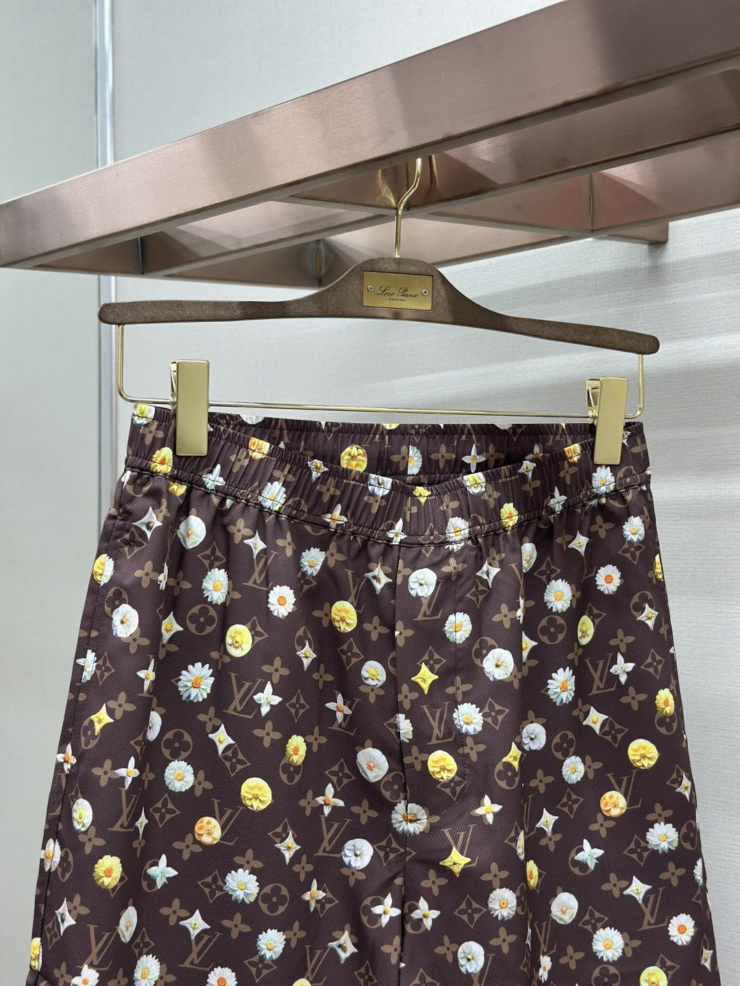 Louis Vuitton LOUIS VUITTON 路易威登 深棕雏菊Monogram桑蚕丝短裤