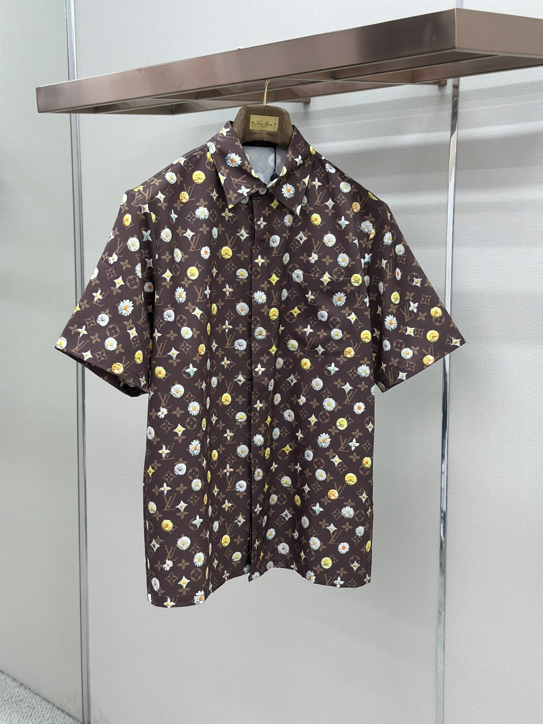 Louis Vuitton LOUIS VUITTON 路易威登 深棕雏菊Monogram桑蚕丝短袖衬衫